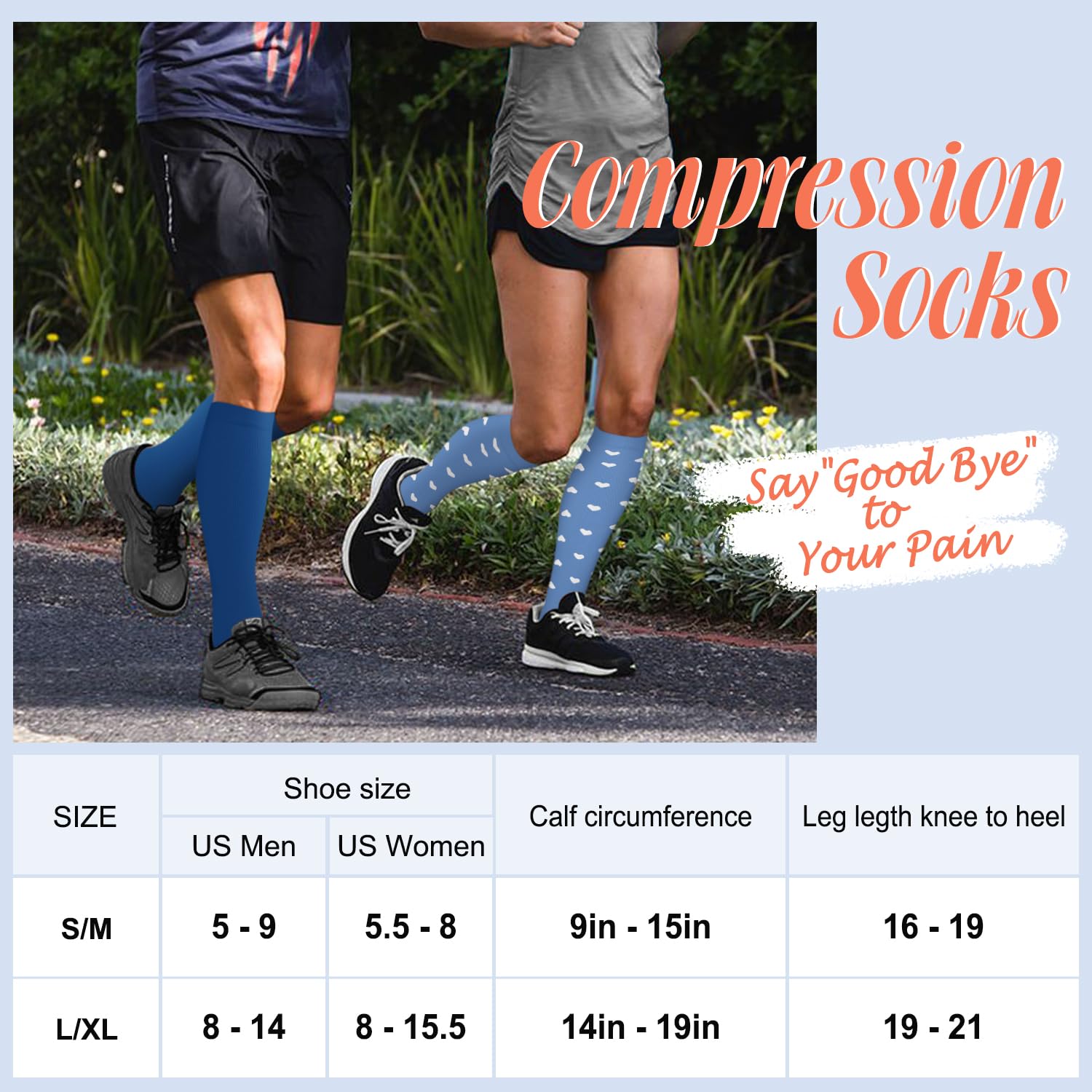 15-20mmHg Graduated Compression Socks for Women & Men - Medical Support Stockings for Nurses, Athletes, Travel & Flights - Improve Circulation & Reduce Swelling