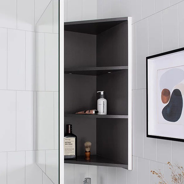 ADP Glacier Corner Mirror Shaving Cabinet - 540mm Waterproof Bathroom Storage with LED Lighting | Perfect for Small Bathrooms & Vanity Organization