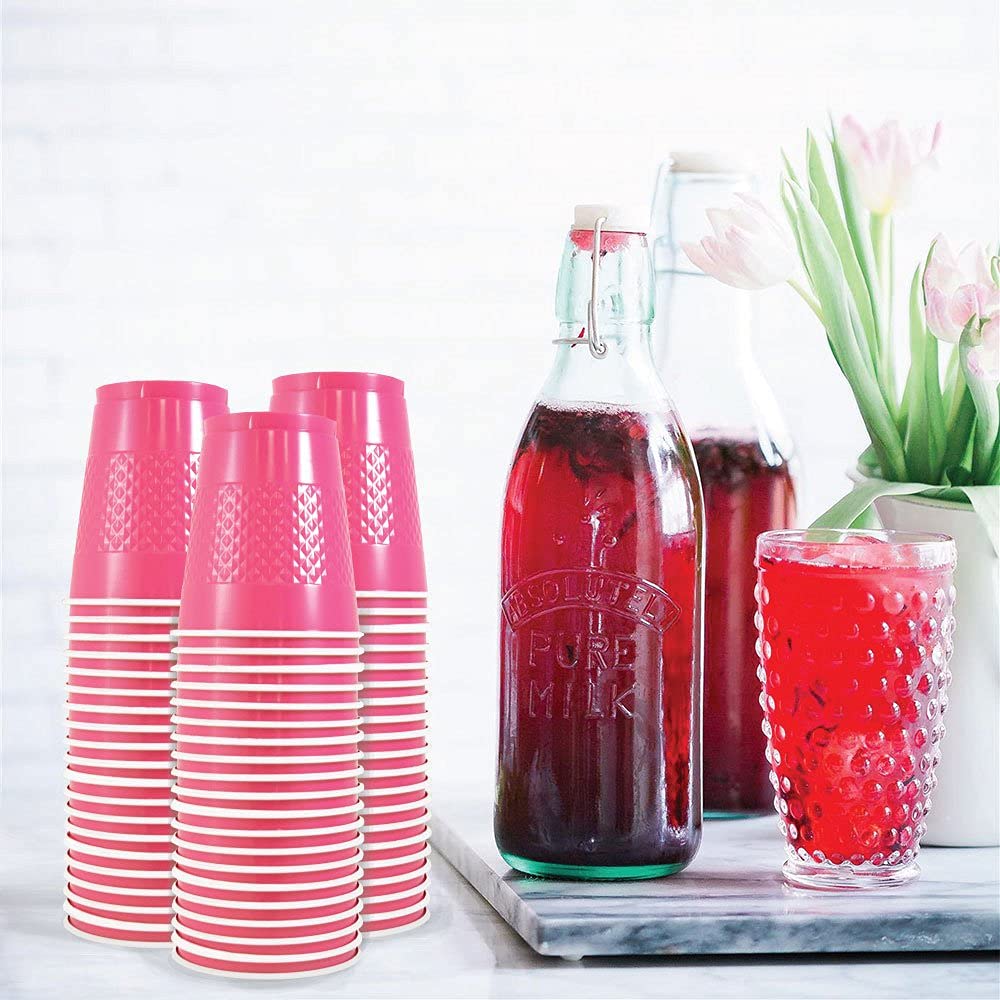 JAM Paper Plastic Party Cups - 16 oz Fuchsia Disposable Cups (20-Pack) - Perfect for Birthday Parties, BBQs, Picnics & Outdoor Events