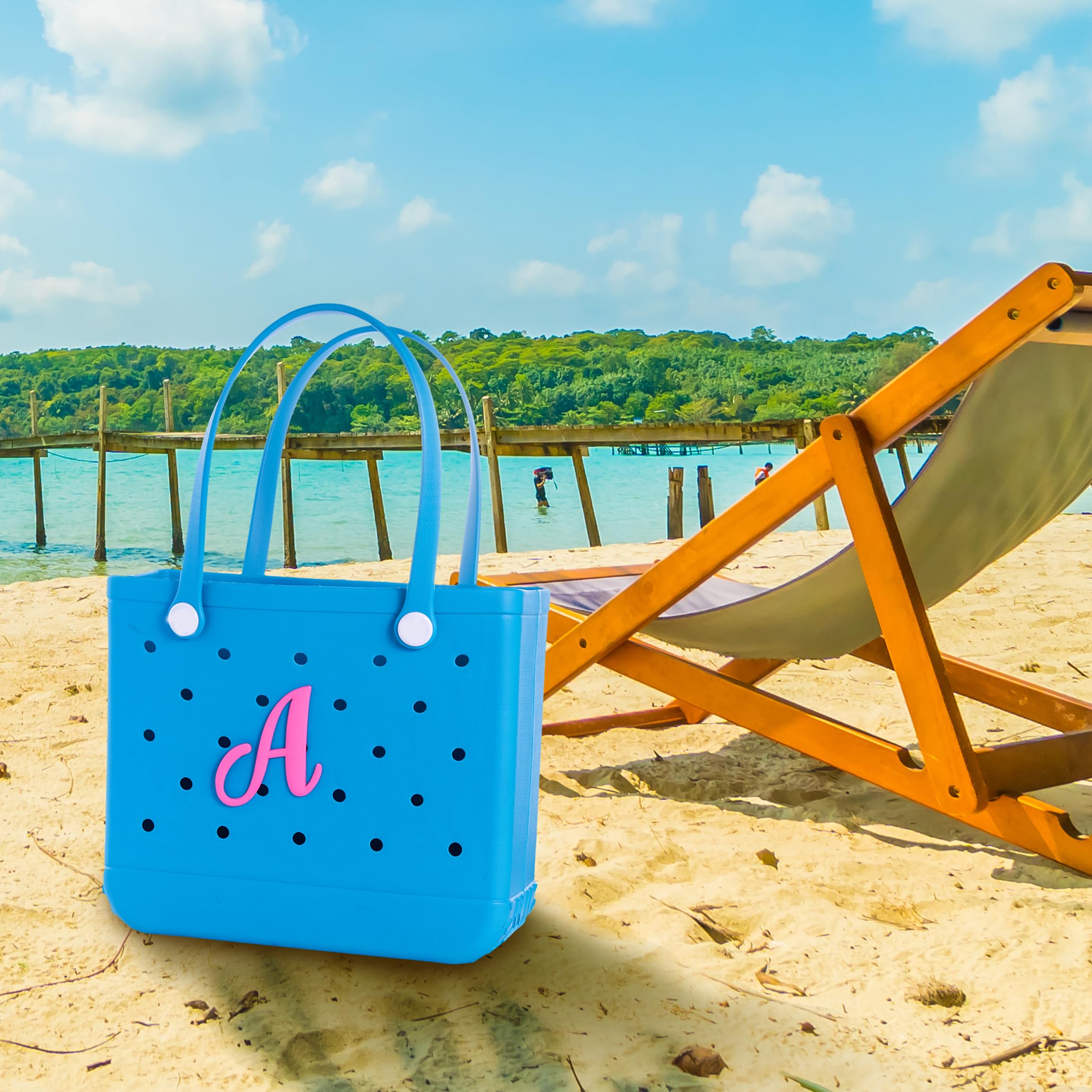 Custom Alphabet Letter Charms for Bogg Bags - Personalized Beach Tote Accessories with Rubber Letters - Perfect for Beach Trips, Pool Parties & Summer Vacations
