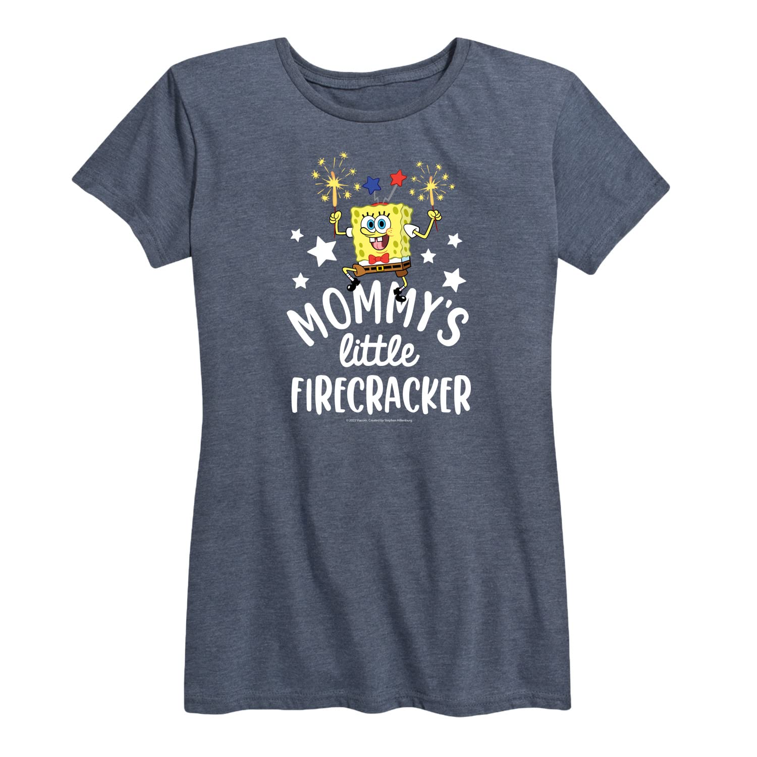 Spongebob Squarepants Women's Graphic T-Shirt - Mommy's Little Firecracker Short Sleeve Tee - Funny Cartoon Casual Top for Women - Perfect for Everyday Wear, Gifts & Fan Merchandise