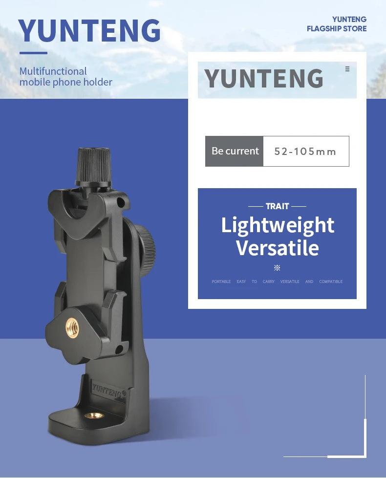 Yunteng 5528 Universal Swivel Tripod Head - 360° Horizontal & Vertical Rotation Phone Mount Adapter for Smartphones - Perfect for Vlogging, Live Streaming, and Photography