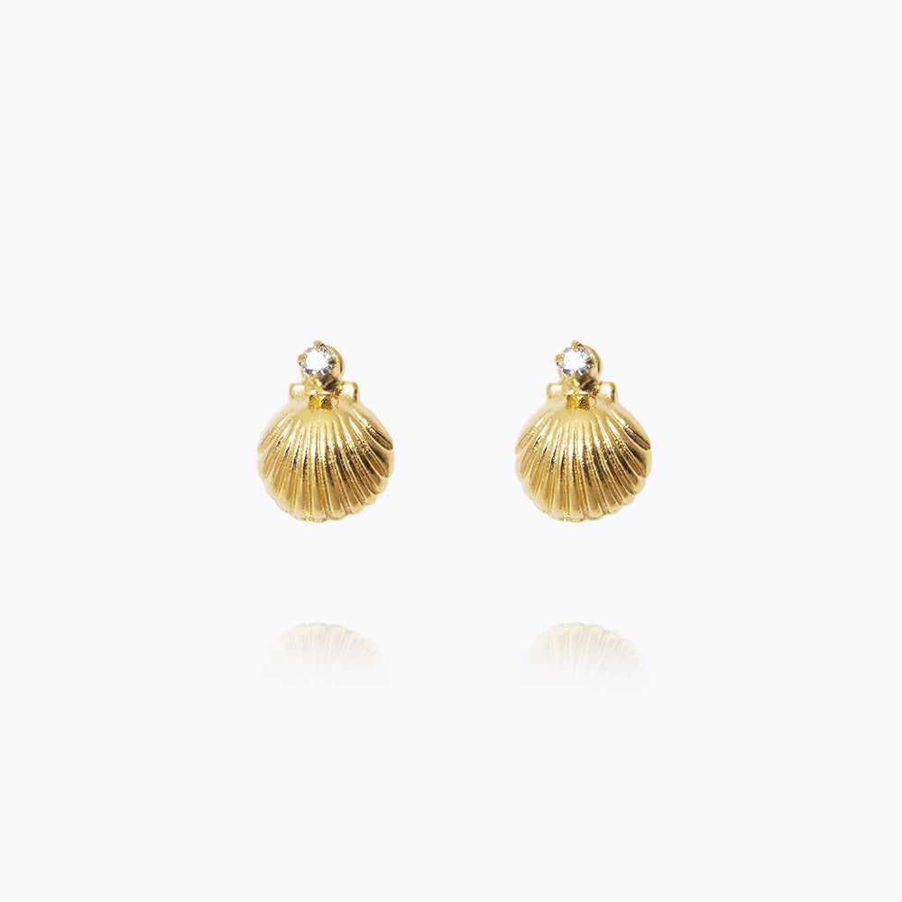 Elegant Petite Shell Earrings with Crystal Accents - Perfect for Beach Weddings, Summer Parties & Boho Fashion