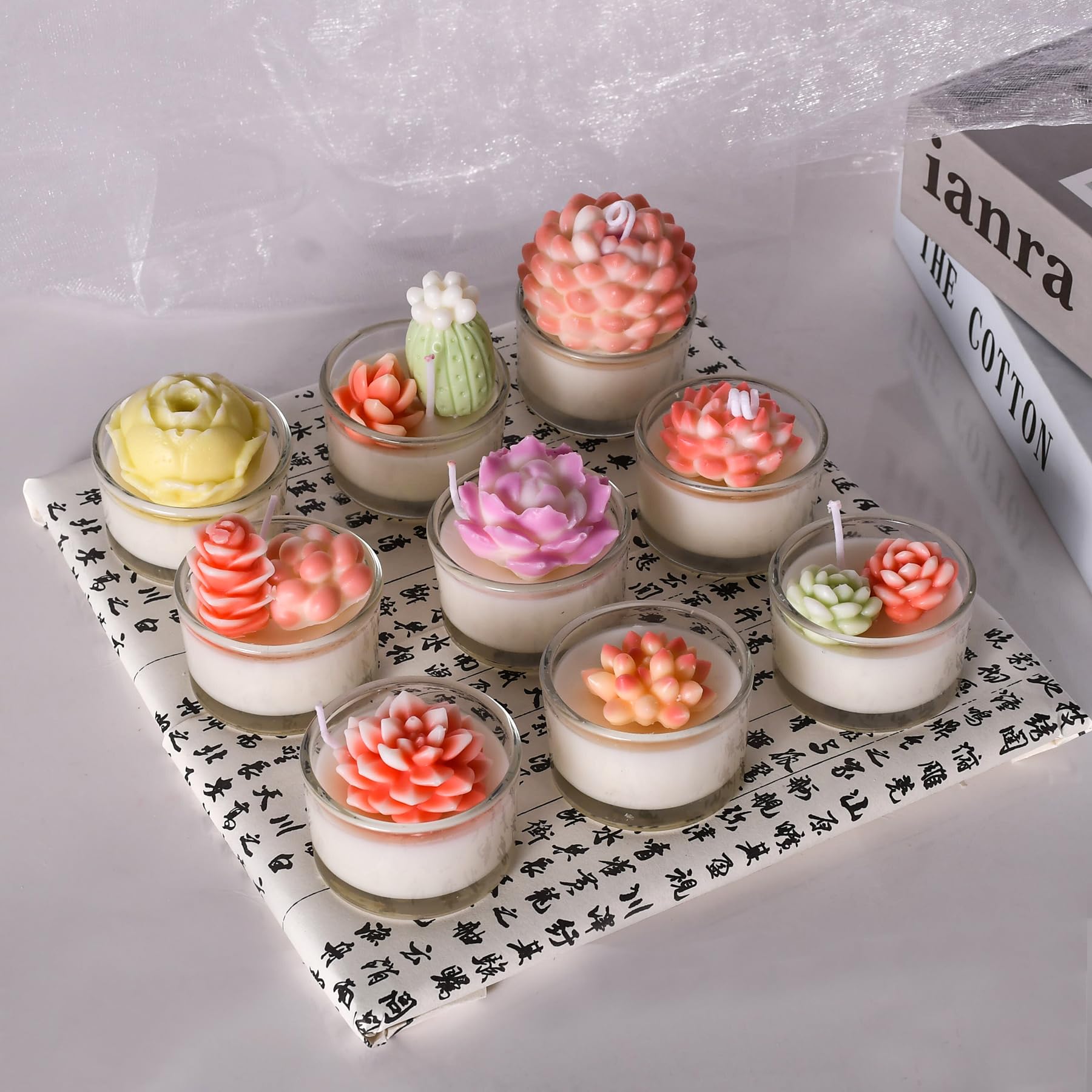 12PCS Succulent Flower Candle Molds - Silicone Epoxy Resin Wax Molds for DIY Candle Making, Christmas Gifts, Home Decor - Perfect for Wedding, Party, and Holiday Decoration