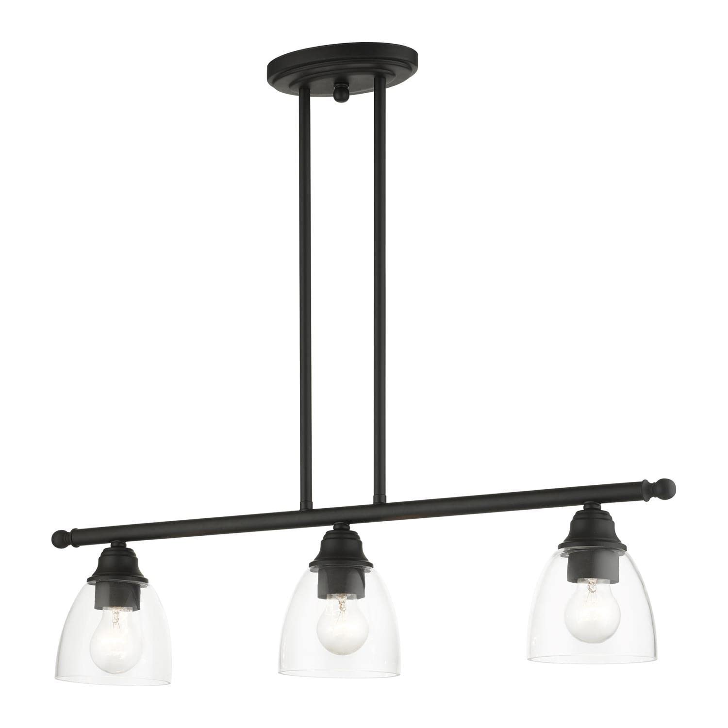 Livex Lighting 46337-04 Montgomery Linear Chandelier in Black - Modern Ceiling Light Fixture for Dining Room, Kitchen Island & Entryway