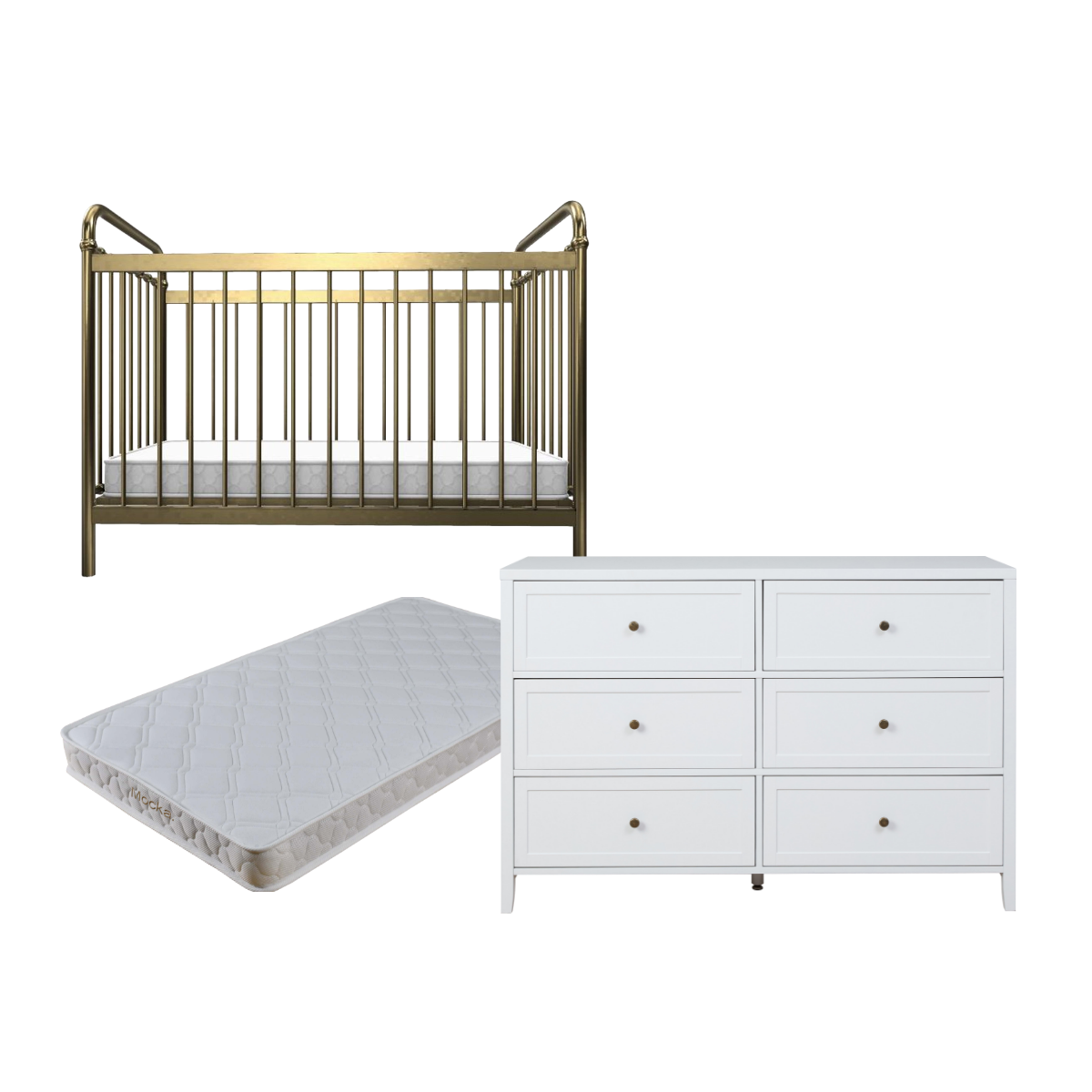Sonata Cove White 3-Piece Nursery Set - Crib, Dresser & Changing Table for Baby Room Decor & Nursery Essentials
