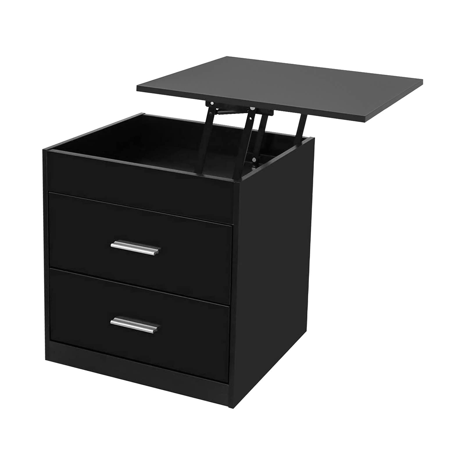 Upgraded Adjustable Height Nightstand with Lifting Top - 71x45x21.5cm Modern Bedside Table with Storage, Perfect as Laptop Desk, Gift for Women & Bakers (Black) - Ideal for Small Spaces, Bedrooms, Home Office & Dorm Rooms