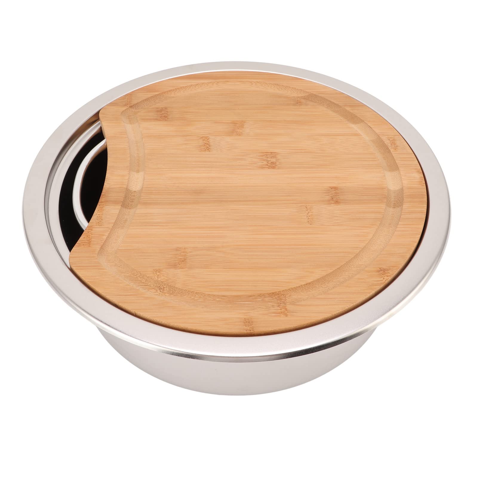 Round Brushed 304 Stainless Steel Manual Boat Dishwasher - Anti-Clog Design for RV, Marine & Camping Trailers - Durable & Polished Finish for Easy Cleaning
