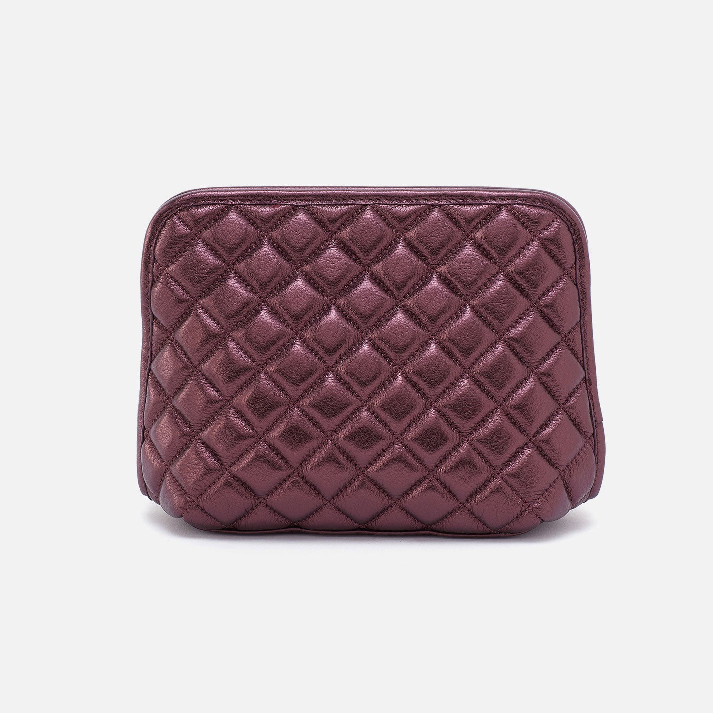 Premium Metallic Leather Cosmetic Pouch - Frosted Plum Color | Travel Makeup Bag for Women | Perfect for Everyday Use & Travel Essentials Organization