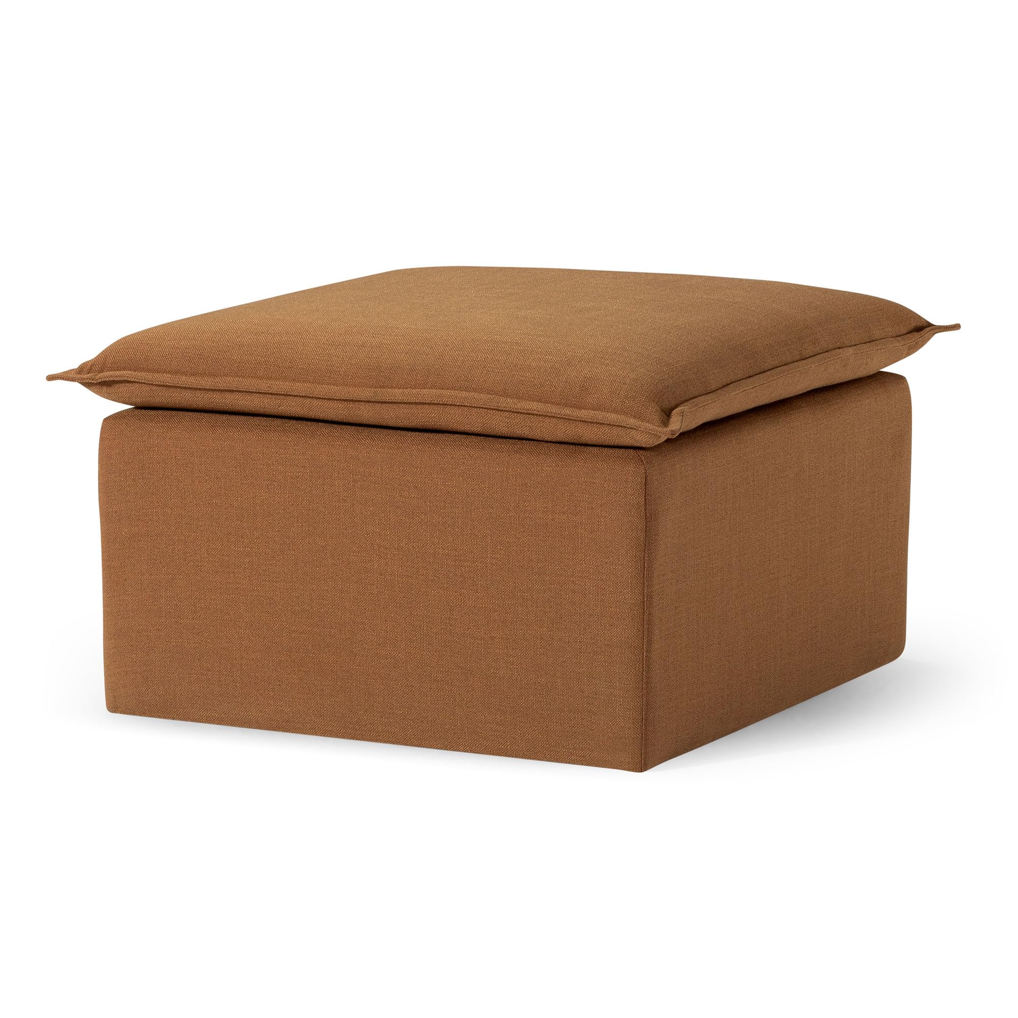 Maven Lane Claude Large Square Rustic Upholstered Ottoman with Cushion - Stylish Footrest for Living Room, Bedroom, or Dorm - Clay Fabric Upholstery - Perfect for Relaxing, Extra Seating & Home Decor
