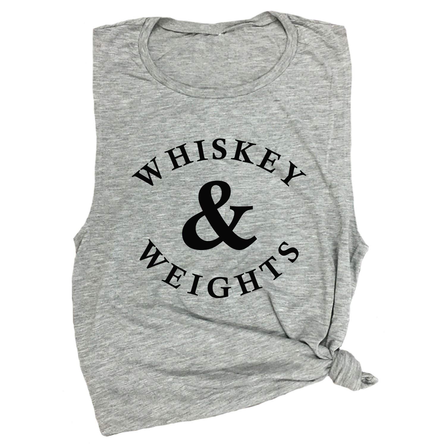 Whiskey & Weights Gym Muscle Tee for Women - Workout Shirt for Fitness & Strength Training | Perfect for Gym, Weightlifting & Casual Wear