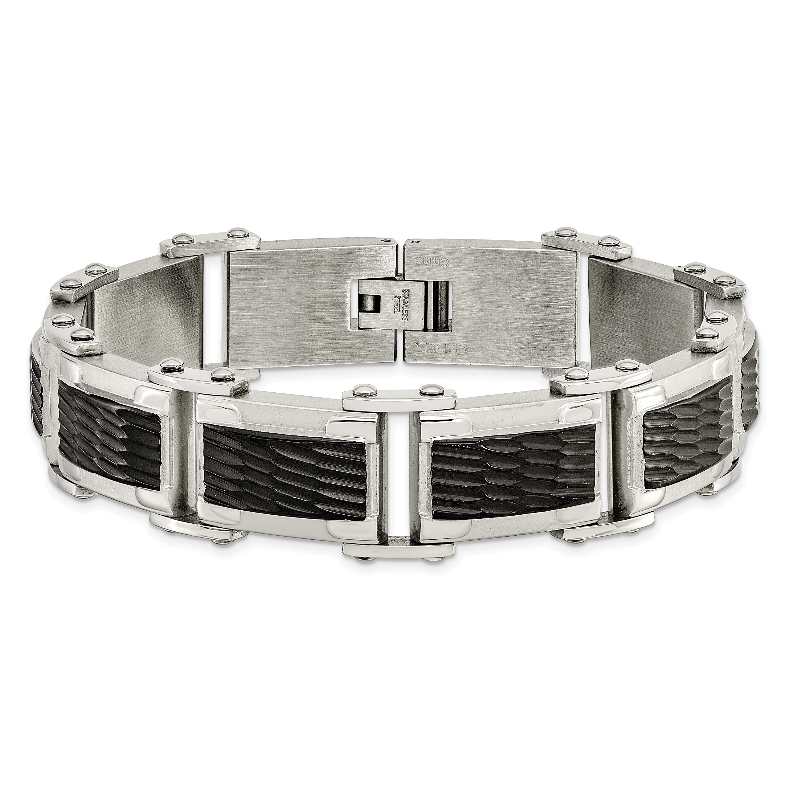 IceCarats Stainless Steel Black 9 Inch Link Chain Bracelet for Men & Women - Durable Fashion Jewelry for Everyday Wear, Parties & Gifts