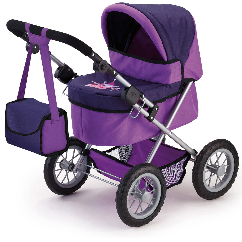 Bayer Design Trendy Doll Pram Stroller - Two Tone Purple & Fairy Pink, Baby Doll Accessories for Girls Ages 3+, Perfect for Pretend Play & Indoor Outdoor Fun