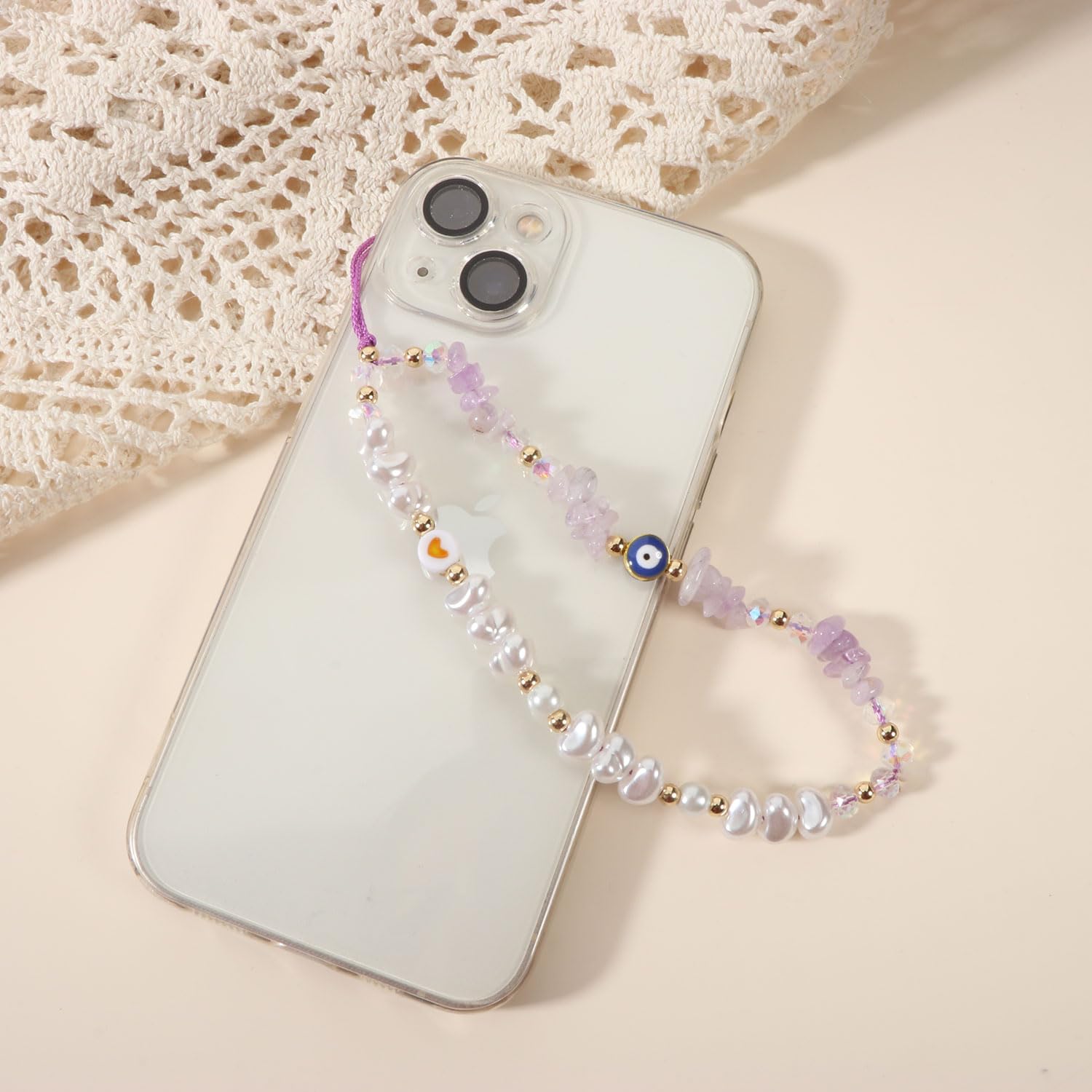 Evil Eye Phone Charm Strap - Beaded Crystal Phone Lanyard with Evil Eye Protection - Kawaii Preppy Phone Keychain for Women & Girls - Perfect for iPhone, Samsung, Keys & Backpacks