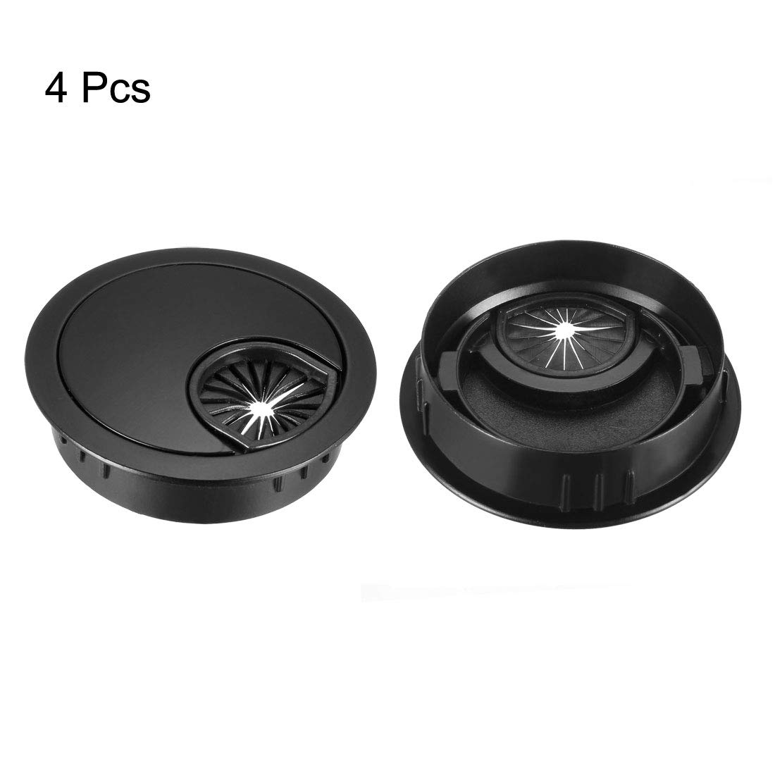 uxcell 2.4Inch/60mm Zinc Alloy Cable Hole Cover - Black Desk Wire Grommet for Office PC Cable Management | Organize Cords on Workstations & Home Desks