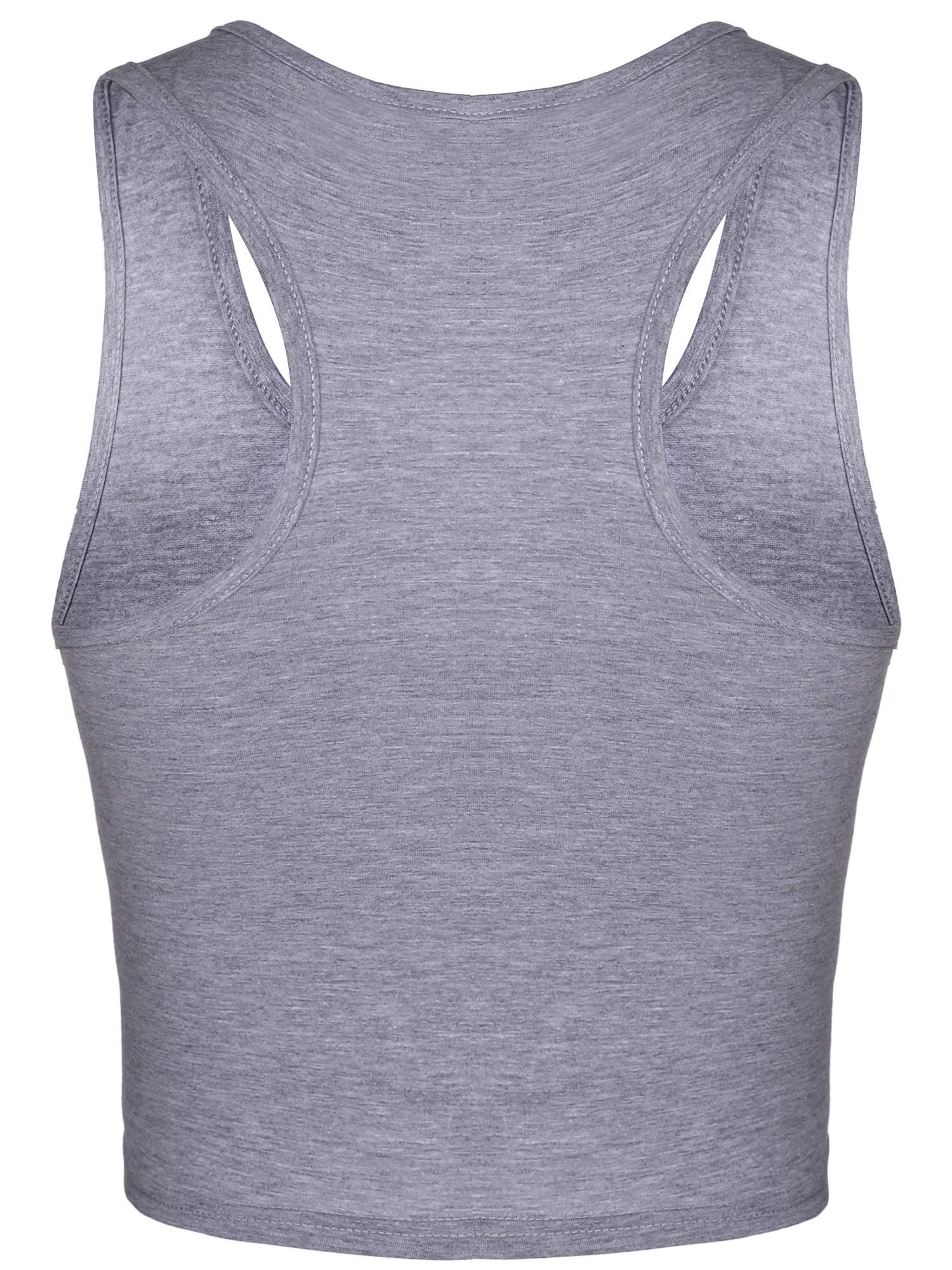 4 Pack Women's Workout Crop Tank Tops - Sleeveless Racerback Athletic Shirts for Yoga, Running & Gym - Breathable Moisture-Wicking Fabric (Small, Black/Dark Grey/Navy Blue/White) - Perfect for Fitness, Pilates & Summer Sports Activities