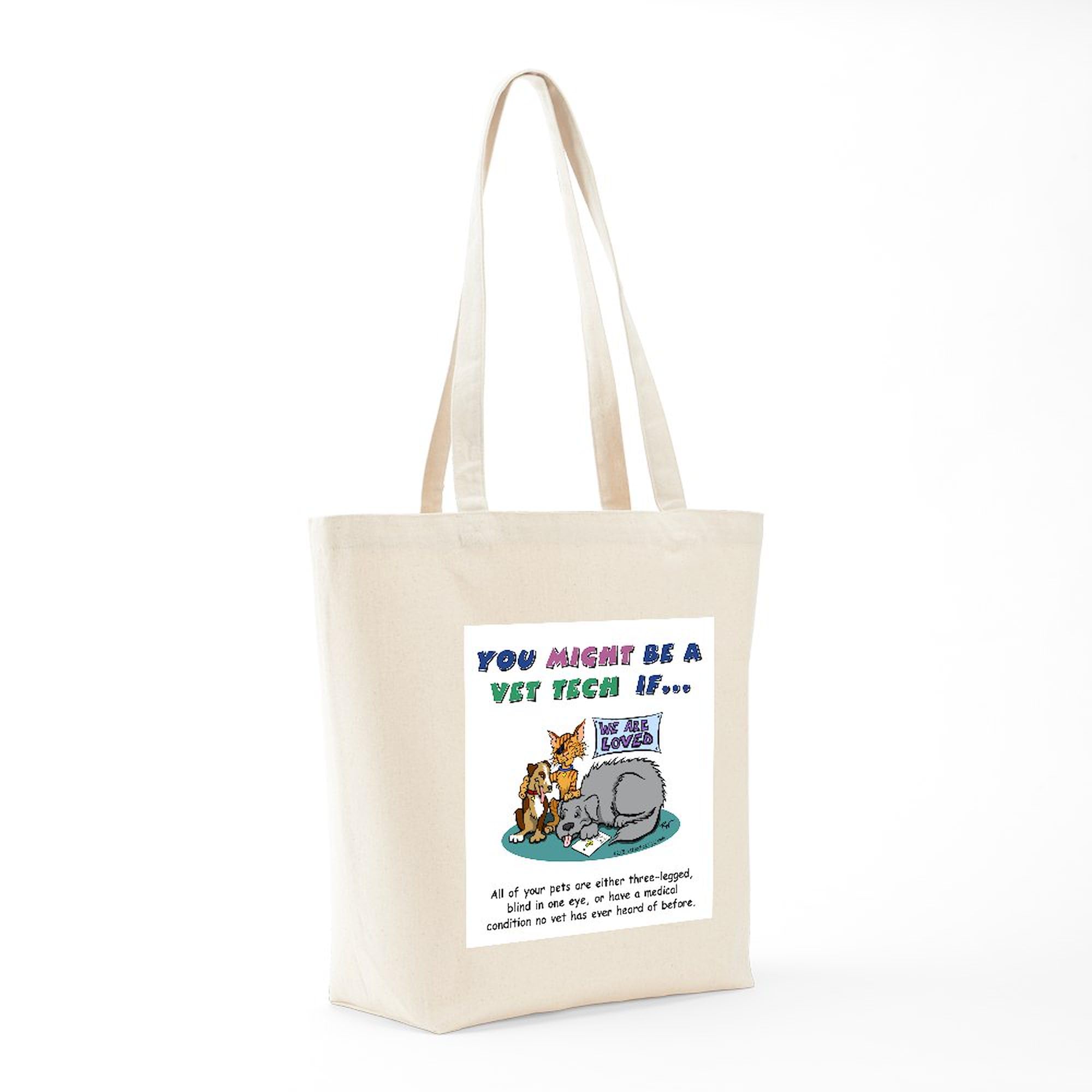 Vet Tech Tote Bag - Natural Canvas Reusable Shopping Bag for Veterinary Technicians | Durable & Eco-Friendly Grocery Bag for Work, School & Everyday Use