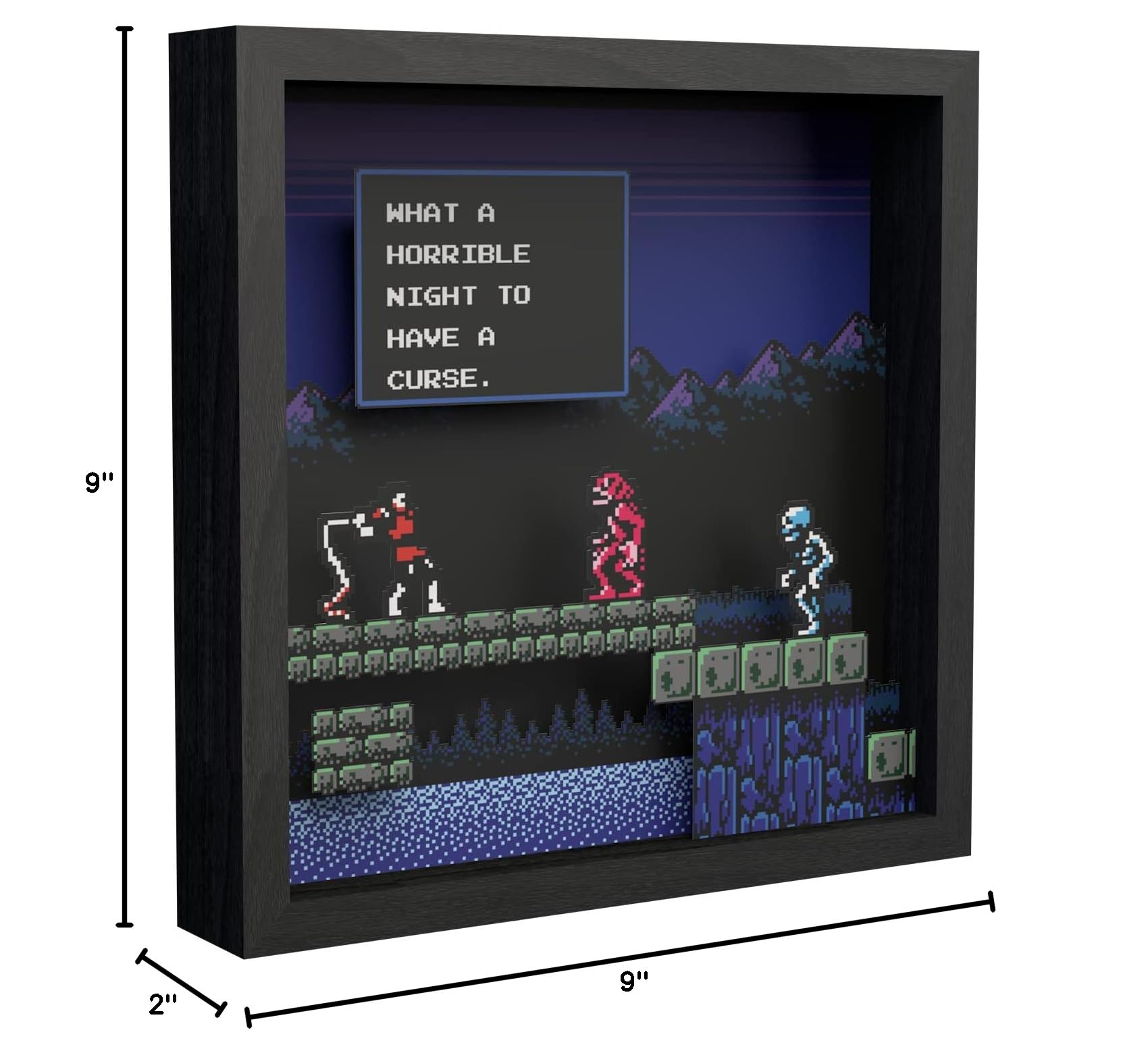 Level Up Labs Pixel Frames: Castlevania - Horrible Night 3D Shadow Box Art | Wall Decor for Gaming Room, Home & Office Display | Perfect Gift for Gamers & Collectors | Enhance Your Video Game Themed Space