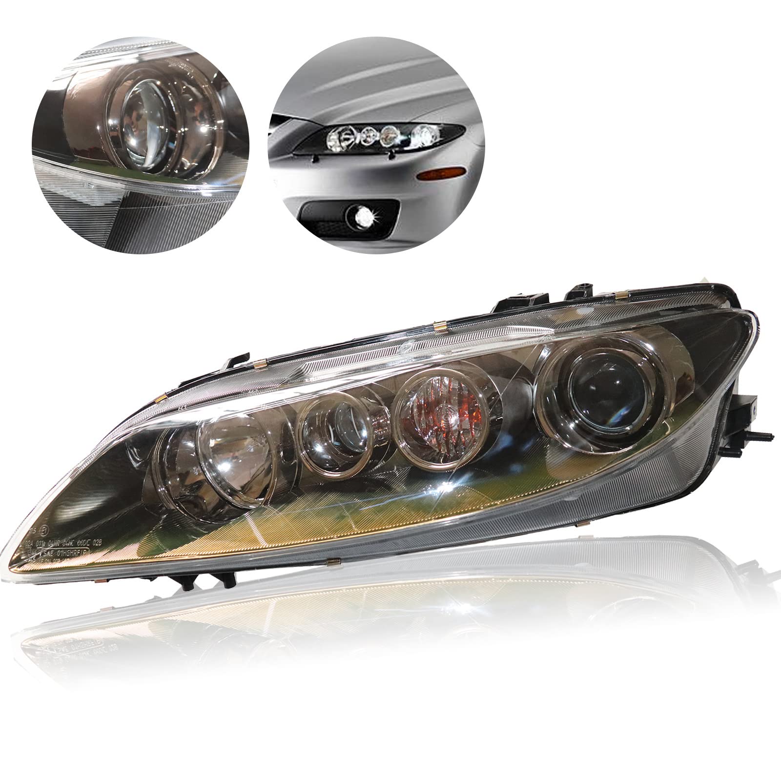 2006-2008 Mazda 6 Driver Side Left Headlight Assembly - Black Housing with Clear Lens (Part# MA2502134/MA2503134) | US Stock | Perfect for Night Driving & Foggy Conditions
