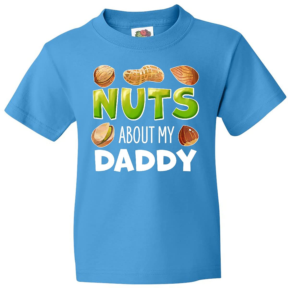 Inktastic Nuts About My Daddy Peanut Almond Pistachio Youth T-Shirt - Cute Graphic Tee for Kids, Fathers Day Gift, Casual Family Outfits