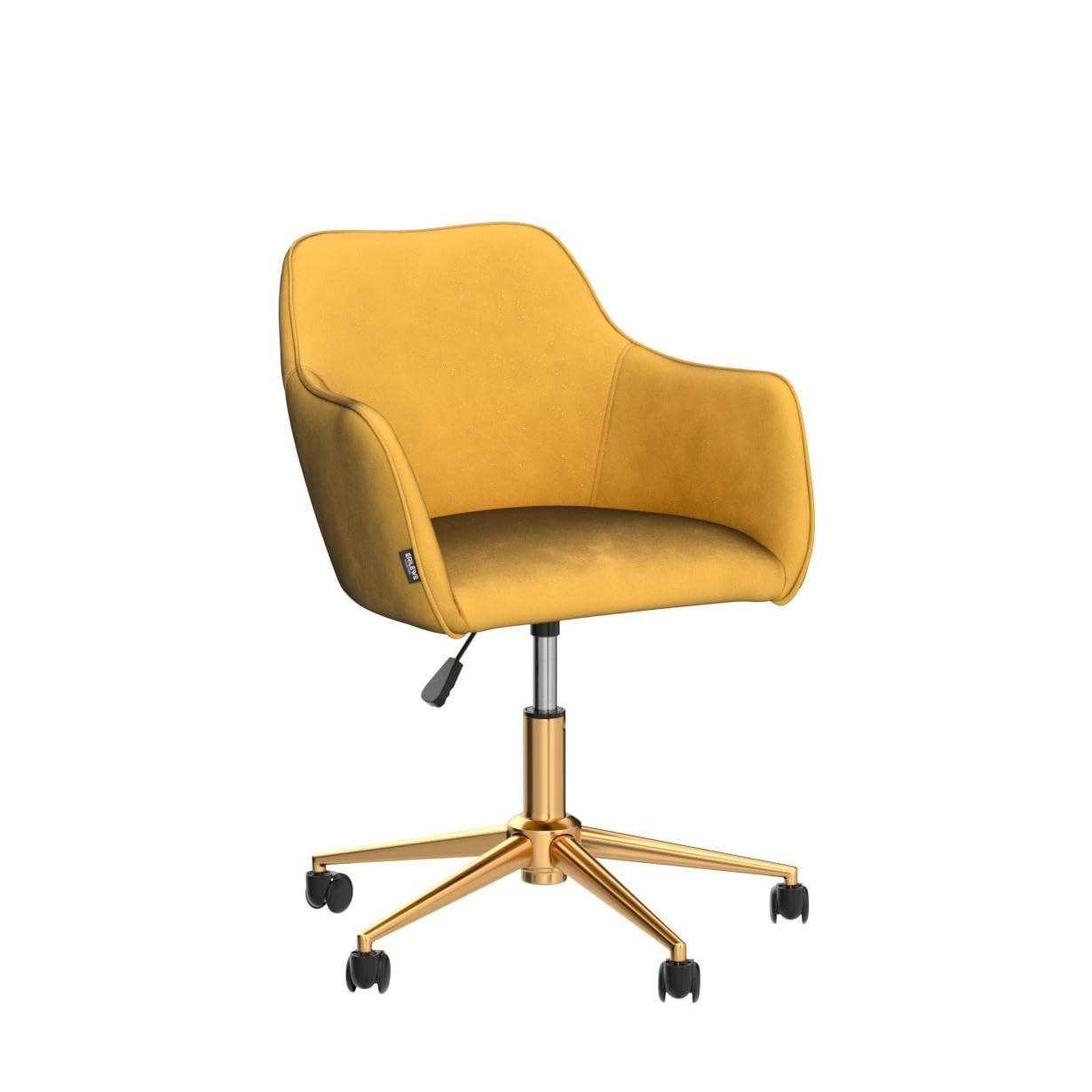 Yoluckea Modern Velvet Home Office Chair - Adjustable Swivel Desk Chair with Ergonomic Support for Women & Teens, Soft Upholstered Task Chair for Living Room, Bedroom or Vanity (Yellow) - Perfect for Remote Work, Online Classes & Home Office Setup