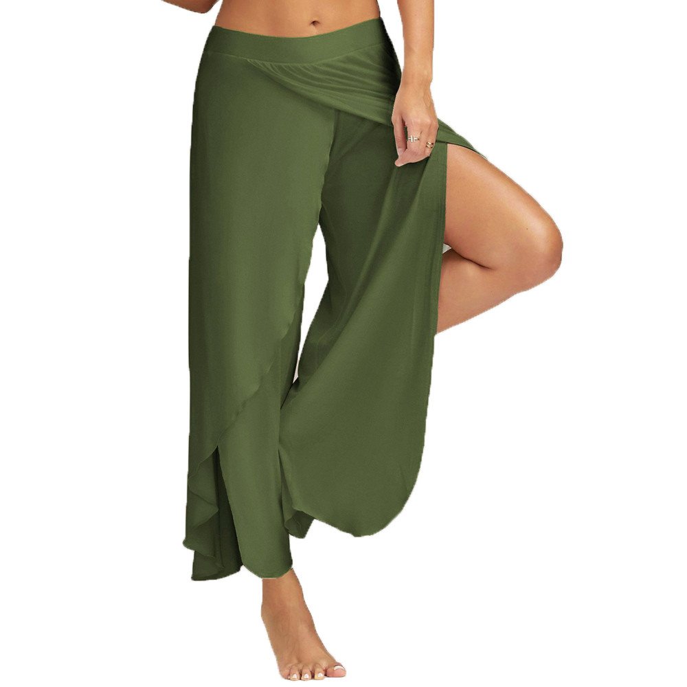 ZEFOTIM Women's Stretchy Wide Leg Palazzo Lounge Pants - Comfortable Casual Elastic Waist Pants for Yoga, Home, Travel & Lounging