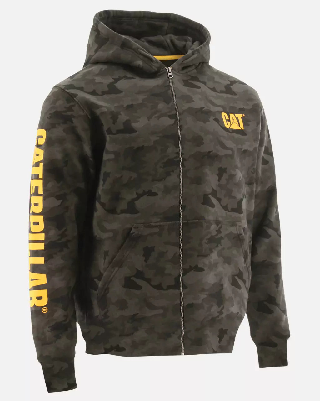 Caterpillar Men's Full Zip Hooded Sweatshirt W10840 - Heavyweight Fleece Jacket for Work & Outdoor Activities