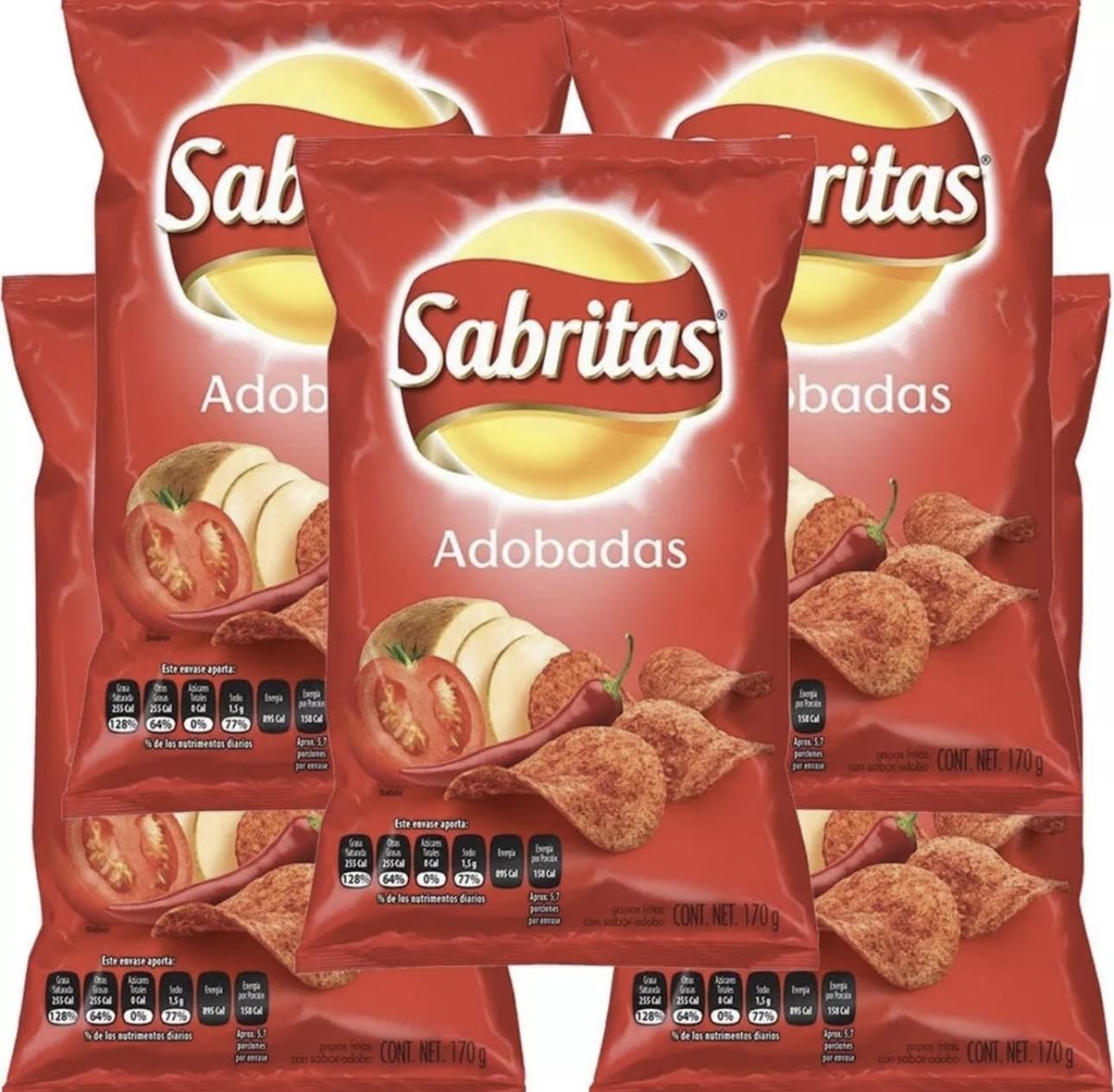 Authentic Mexican Adobadas Chips 45g Box with 5 Bags - Crunchy & Flavorful Papas Snacks for Parties, Movie Nights & On-the-Go Snacking