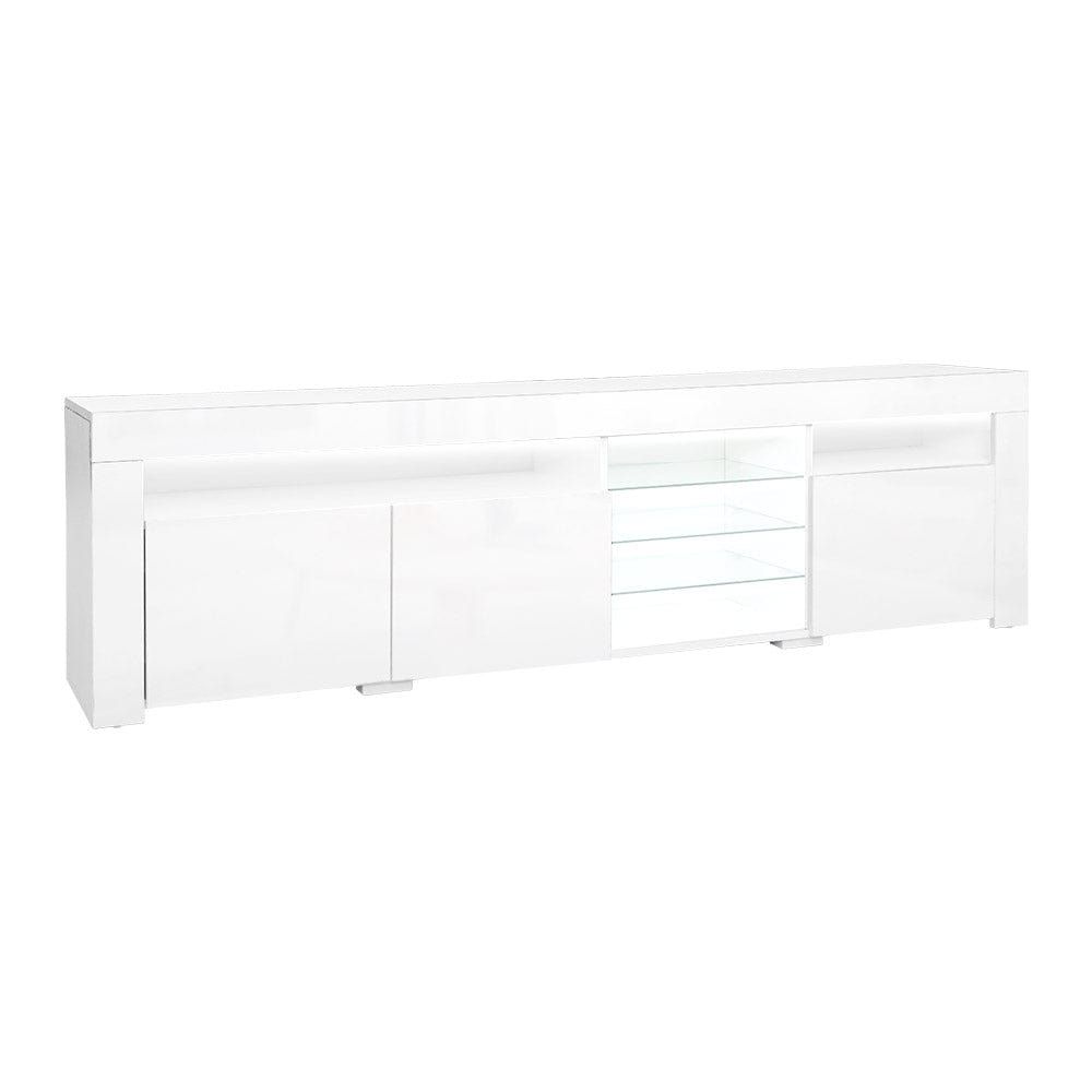 Artiss 180cm White Bobi Entertainment TV Stand with LED Lights - Modern TV Cabinet for Living Room, Bedroom & Home Theater