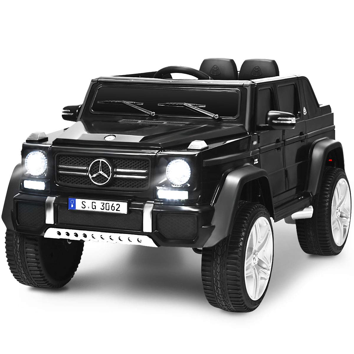 **Costzon 12V Mercedes-Benz Maybach Licensed Kids Ride-On Car - Remote Control Electric Vehicle Toy with 2 Motors, 3 Speeds, LED Lights, Horn, Music & Storage - Perfect for Birthday Gifts & Outdoor Play (Black)**