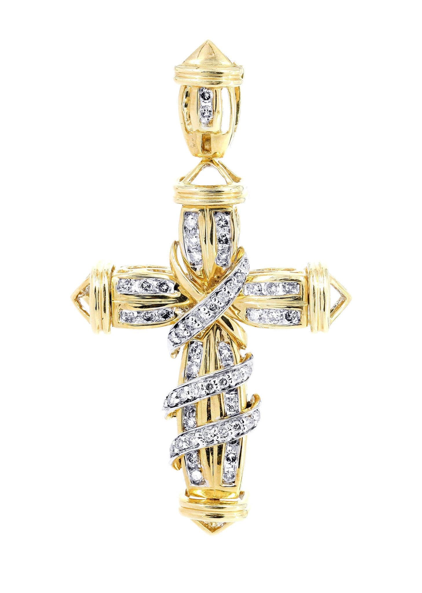 0.7 Carat Diamond Cross Pendant Necklace - 8.38 Grams Solid Gold Religious Jewelry for Women - Perfect for Baptism, First Communion & Easter Gifts