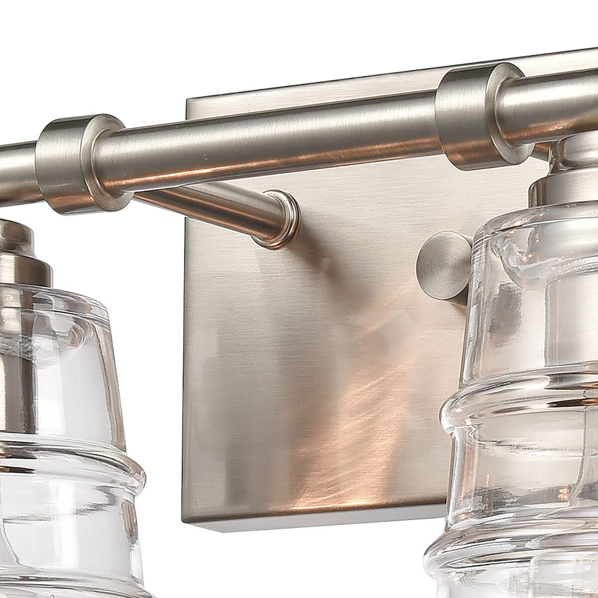 Elk Home Pulsate 4-Light Bathroom Vanity Light Fixture - Satin Nickel Finish with Clear Glass Shades, Transitional Style for Modern Bathroom & Powder Room Lighting