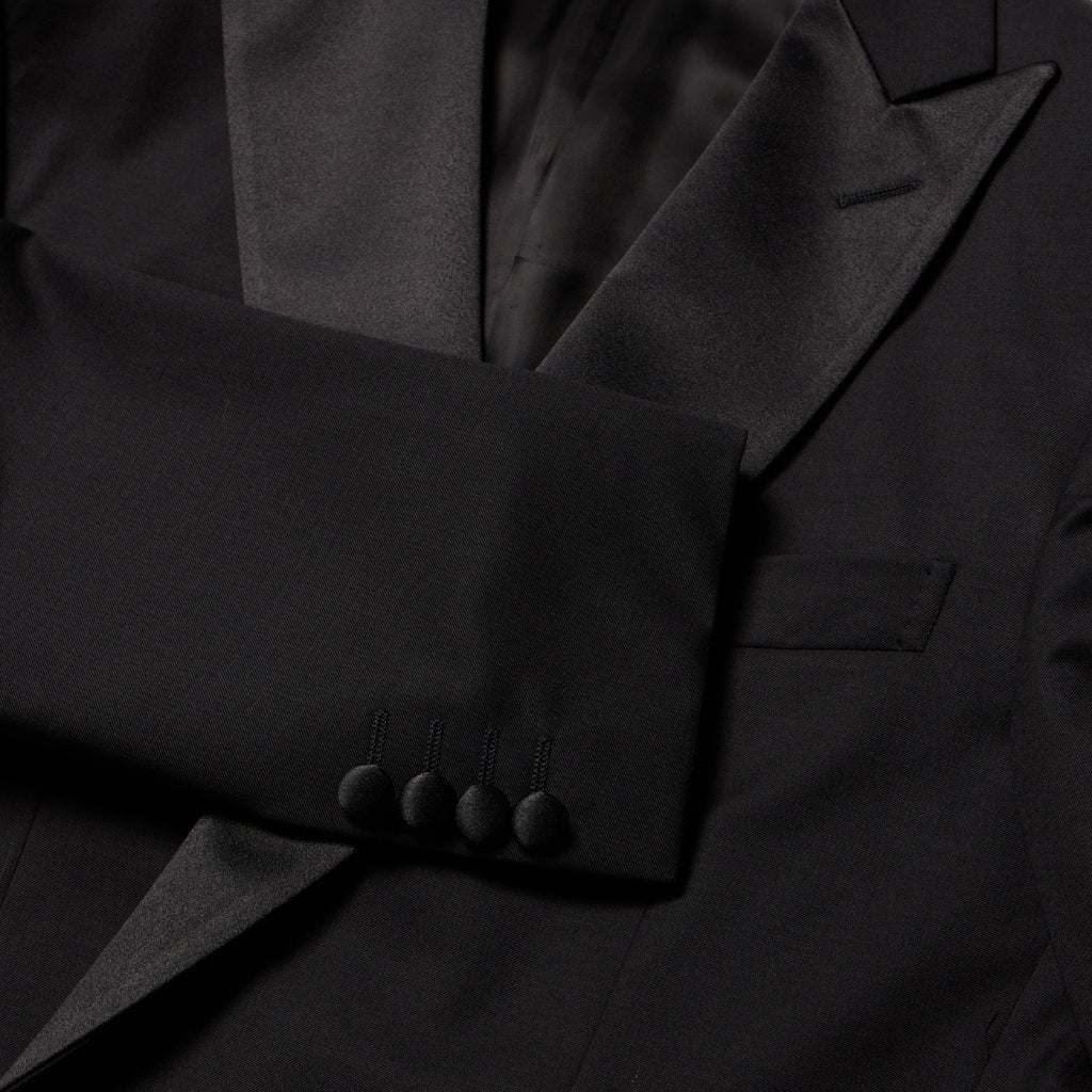 Premium CORNELIANI Black Wool Suit with Peak Lapel - Classic Business & Formal Attire for Men - Perfect for Weddings, Office Meetings & Special Events