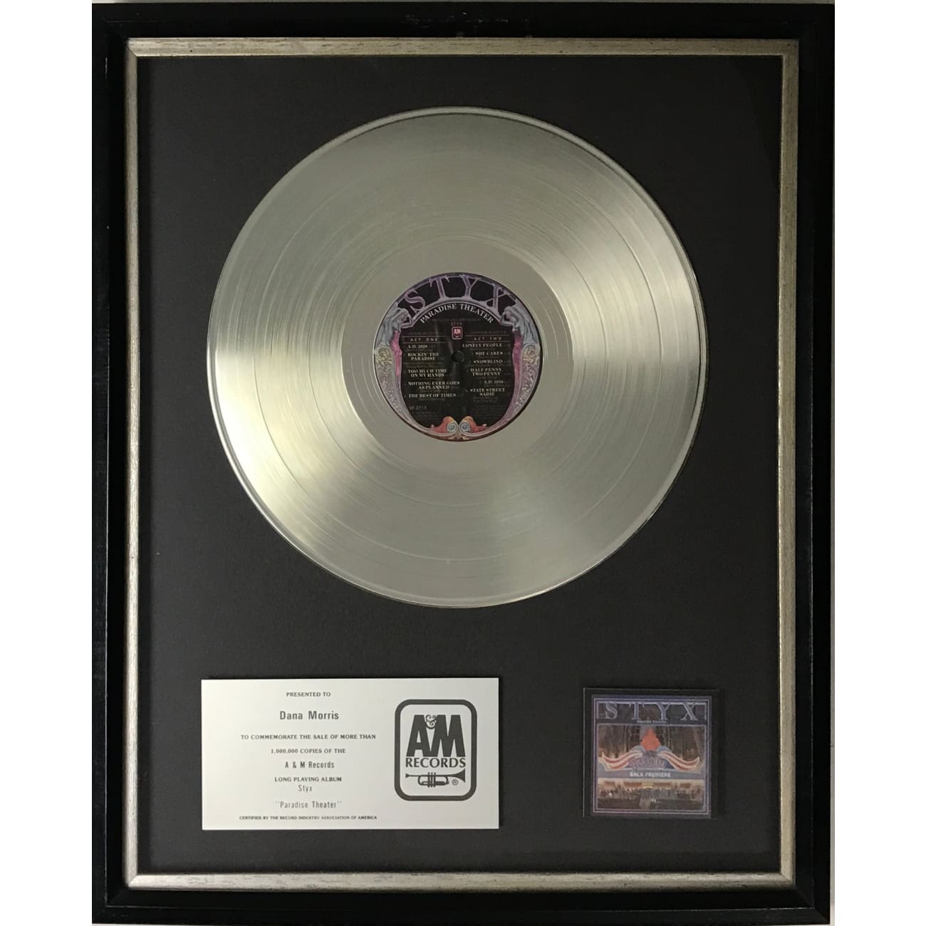Styx Paradise Theater Vinyl Record - 1980s A&M Records Award-Winning Album | Perfect for Vintage Music Collectors & Classic Rock Enthusiasts