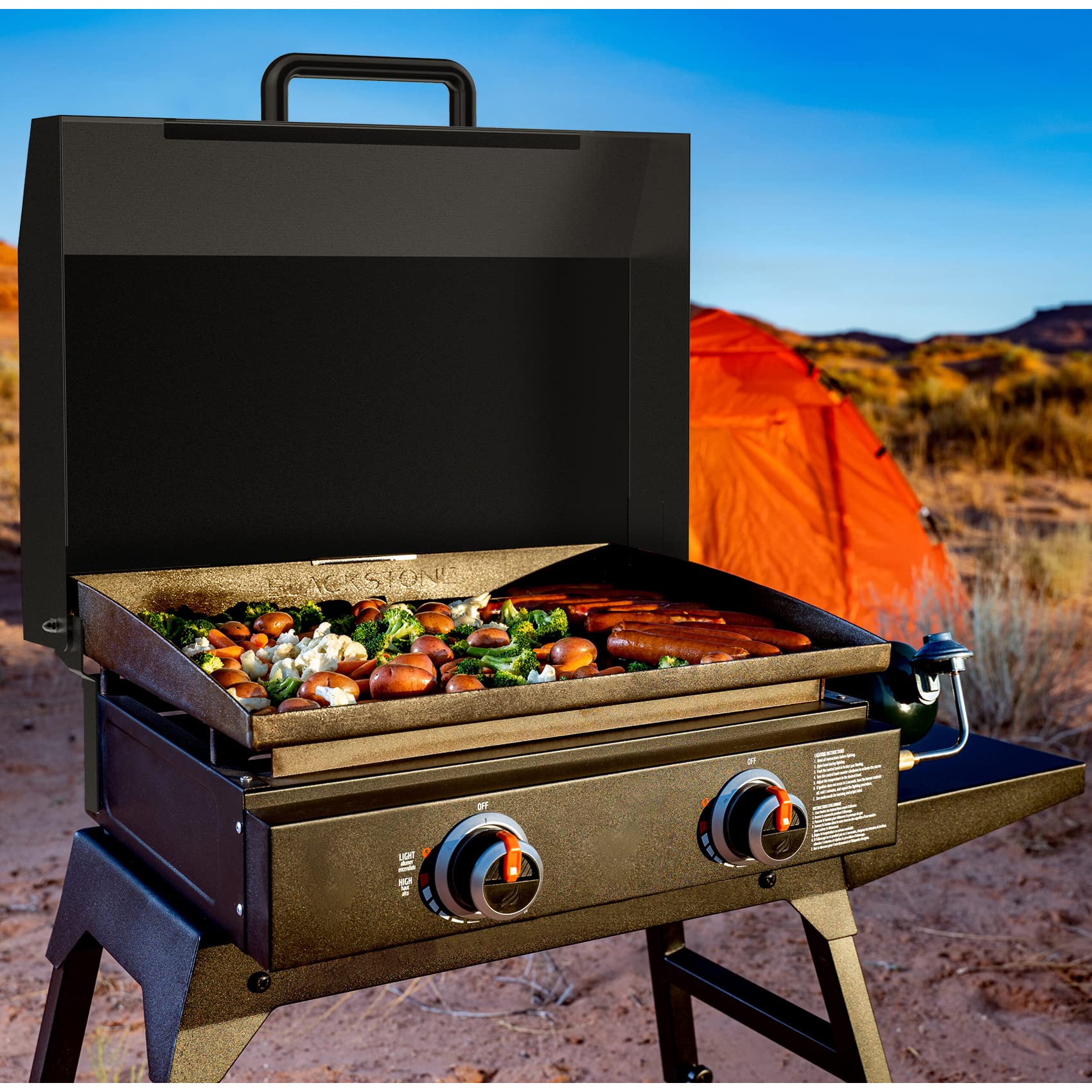 Stanbroil 22-Inch Hard Cover Hood for Blackstone Griddle - Heavy Duty Griddle Hood with Rear Grease Management - Perfect for Outdoor Cooking, Camping, and Backyard BBQs