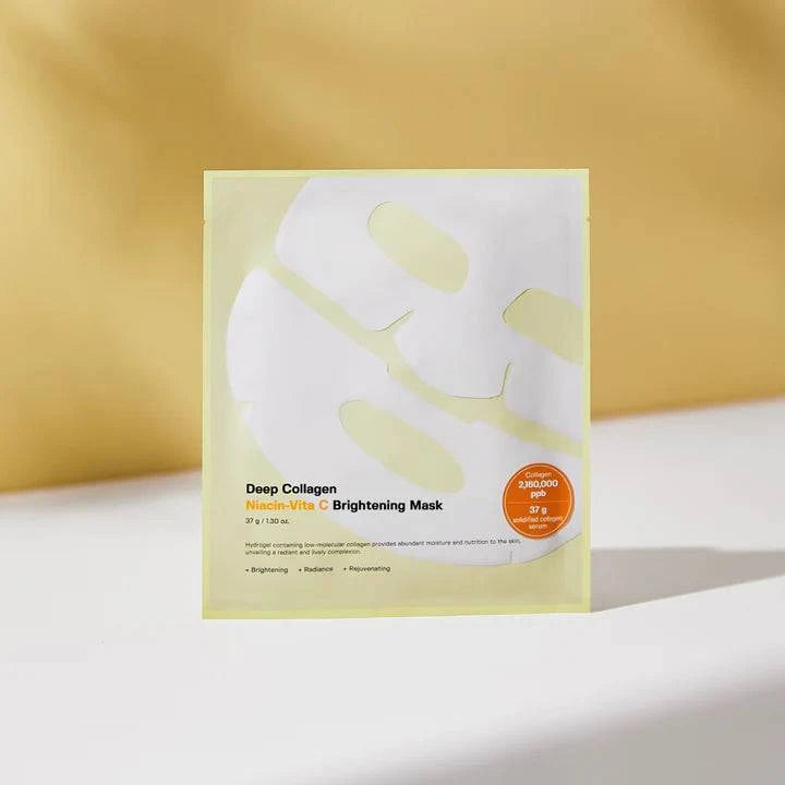 SUNGBOON EDITOR Deep Collagen Niacinamide Vitamin C Brightening Face Mask 37g (1 Pack) - Hydrating & Glowing Skin Treatment for Dullness & Dark Spots - Perfect for Nighttime Skincare Routine & Pre-Makeup Prep
