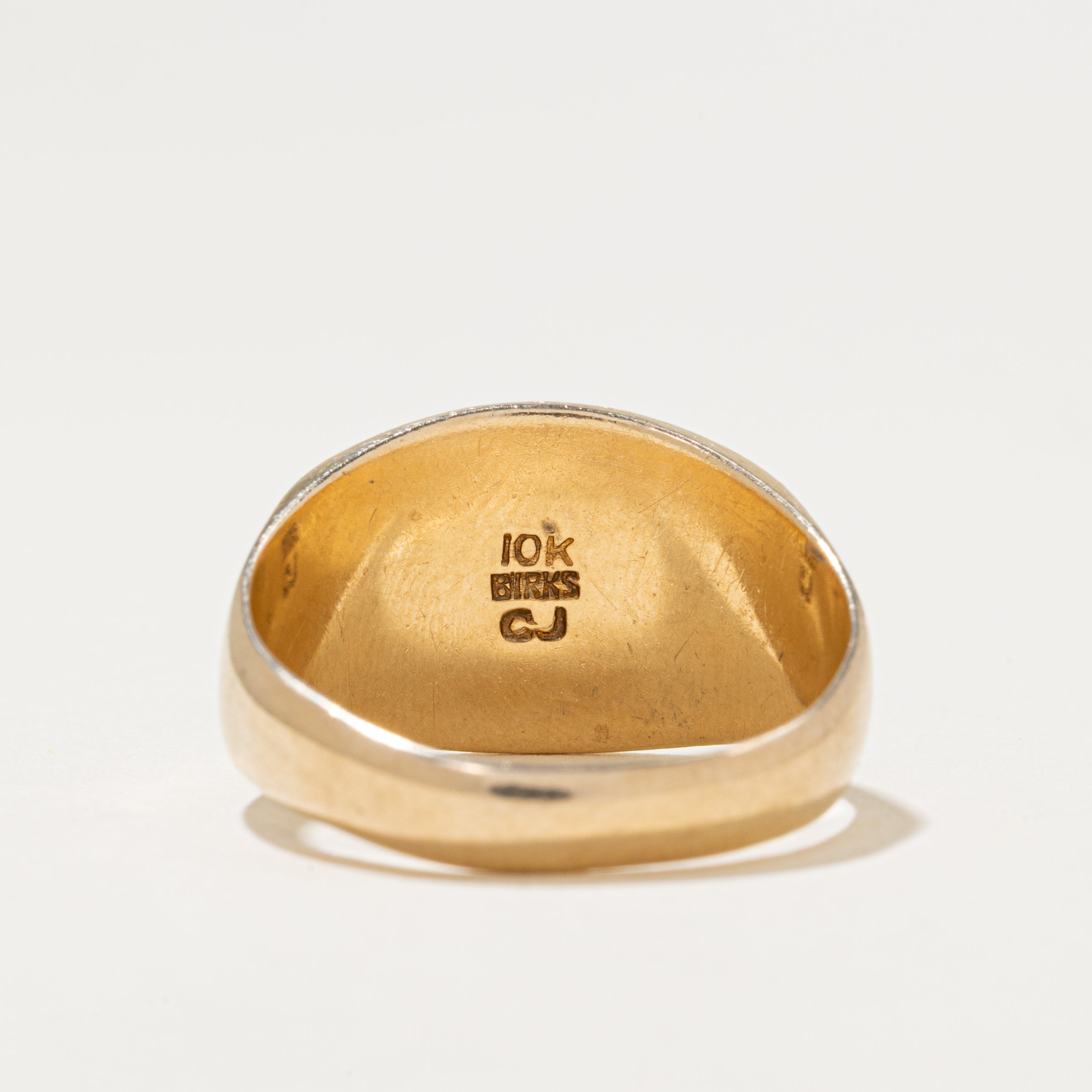 10K Yellow Gold Floral Engraved Signet Ring for Women - Size 10 | Elegant Jewelry Gift for Birthday, Anniversary & Special Occasions