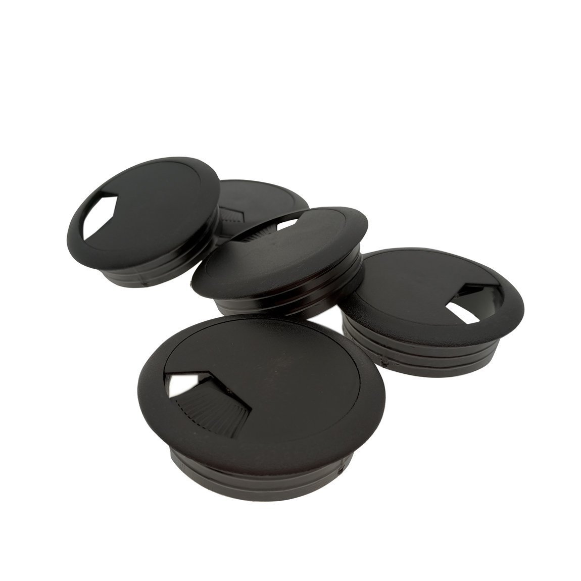 2 Inch Desk Hole Cord Grommet - Black Plastic Wire Organizer for Computer & Office Desks - Adjustable Cable Management Cover Plug Cap (5-Piece Set) - Perfect for Home Office, Gaming Setup & Workspace Organization