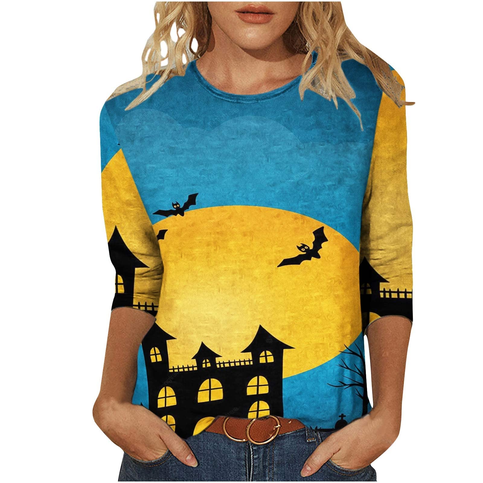 Women's Halloween Tunic Sweatshirt - Cozy Long Sleeve Casual Top for Fall & Winter | Perfect for Costume Parties, Pumpkin Picking & Seasonal Outfits