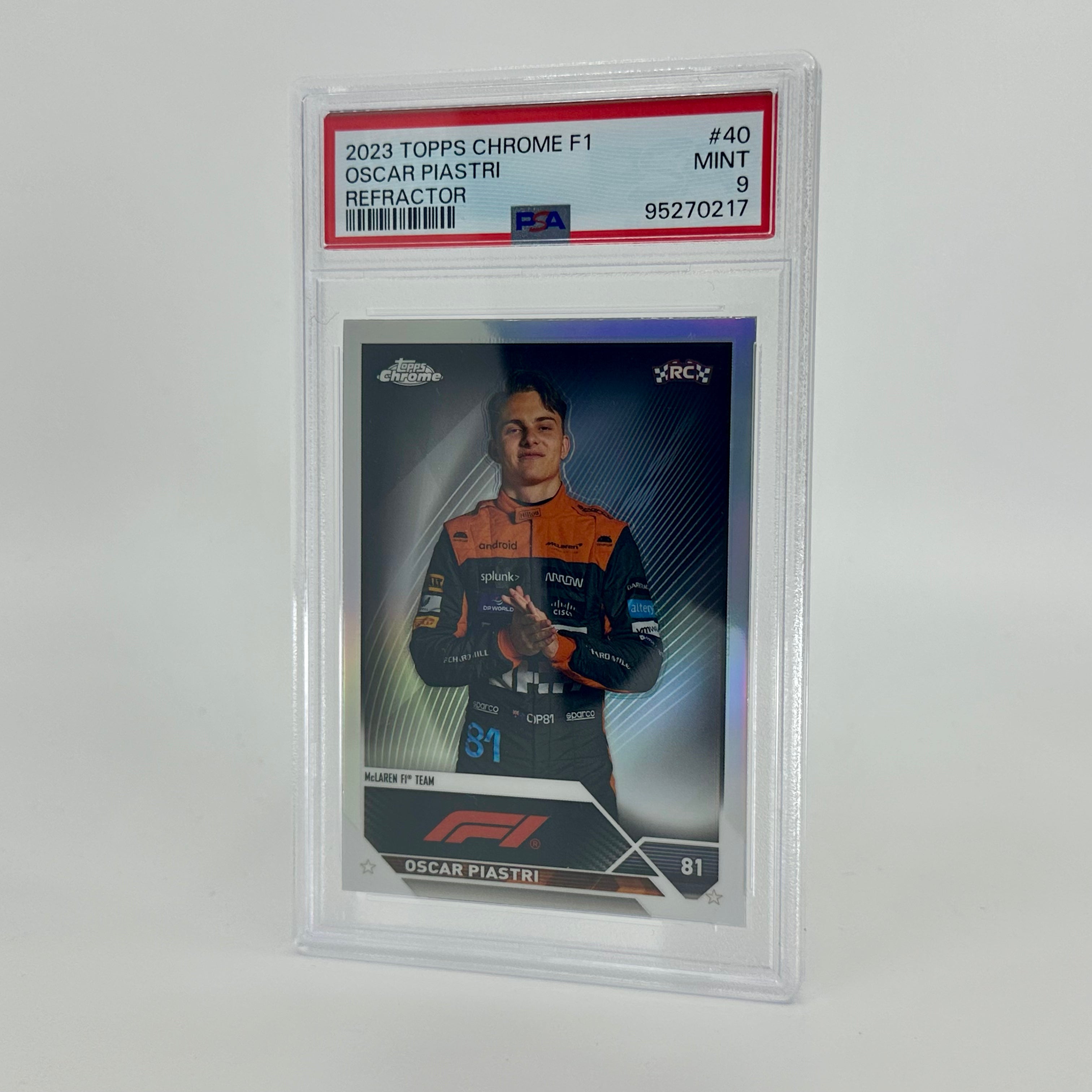 2023 Topps Chrome Oscar Piastri #40 Rookie Refractor Card PSA 9 - Collectible Trading Card for Sports Memorabilia & Investment - Perfect for Card Collectors, F1 Fans, and Gift Giving