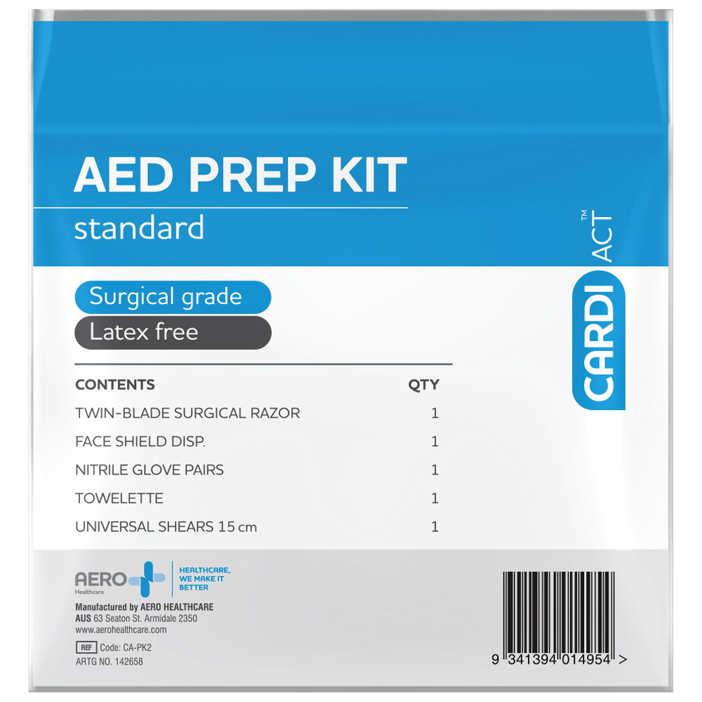 CARDIACT AED Basic Prep Kit 12.5 x 20.5cm - Emergency Medical Supplies for CPR & First Aid - Perfect for Home, Office & Public Safety Use