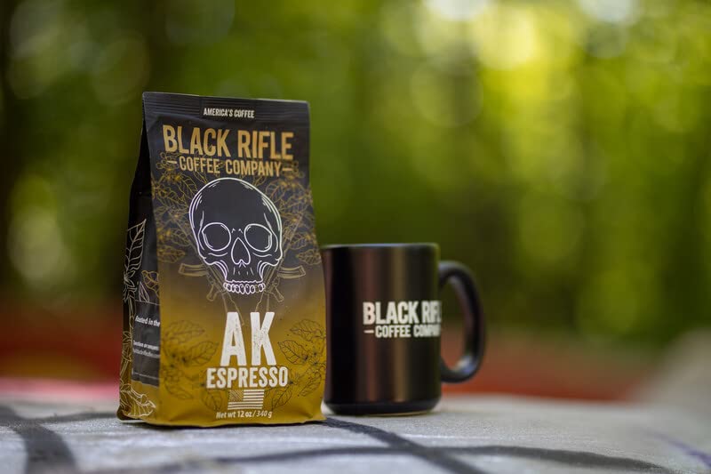 Black Rifle Coffee Company AK Espresso Medium Roast Ground Coffee - 12 oz Bag for Home Brewing & Office Use | Rich Flavor & Aromatic Blend