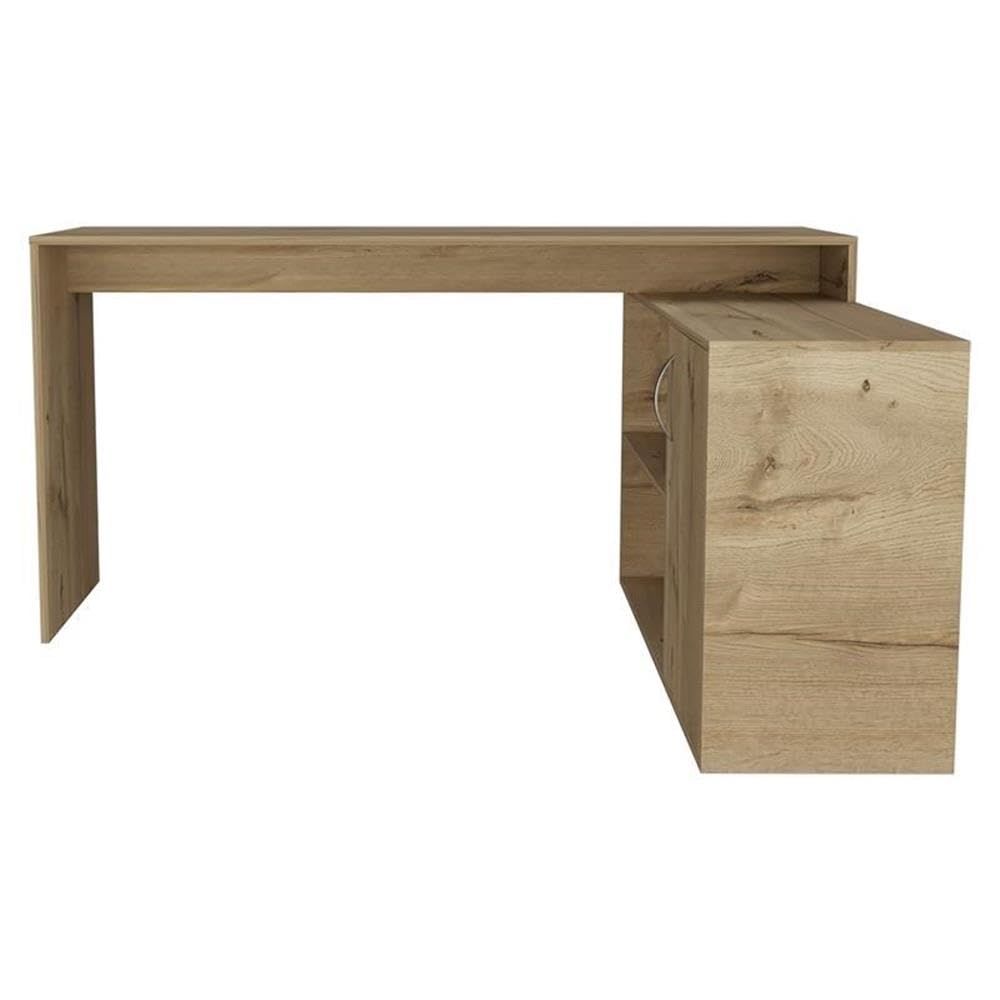 TUHOME Beige L-Shaped Desk - Engineered Wood for Home Office