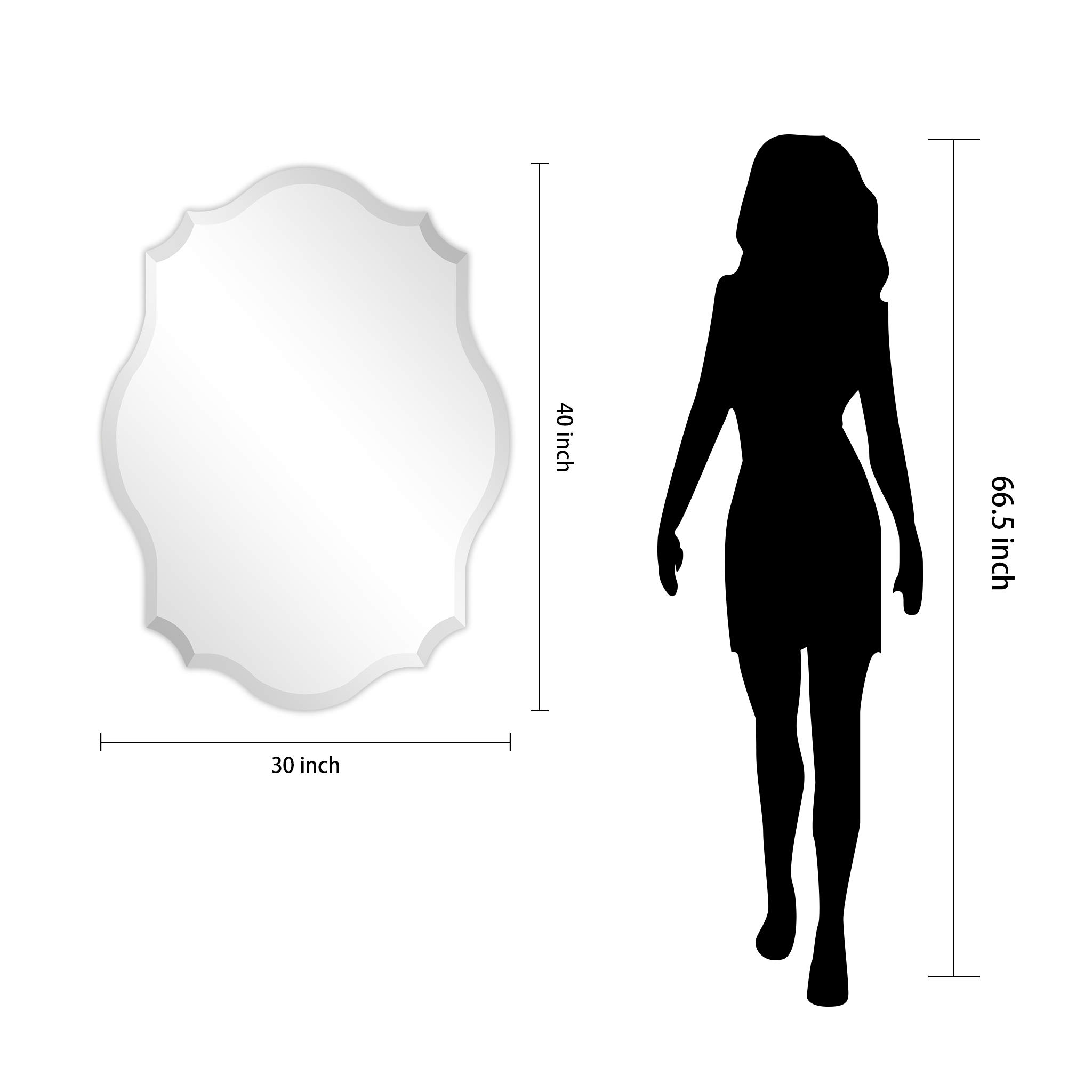 Empire Art Direct 30x40 Inch Frameless Prism Modern Wall Mirror - Oblong Scalloped Design with 1-Inch Beveled Edge - Perfect for Bathroom Vanity, Bedroom Decor & Living Room Wall Art