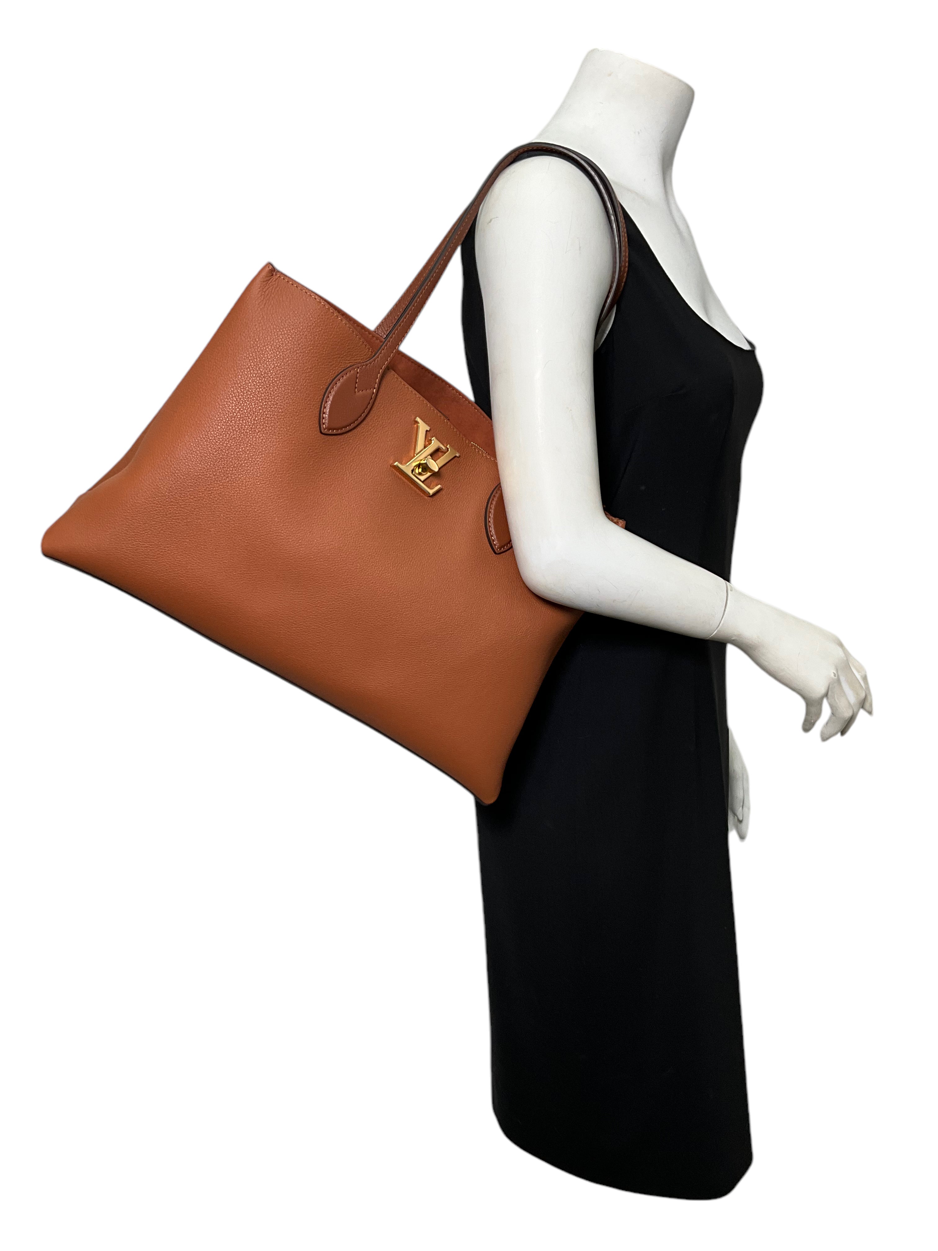 Louis Vuitton Lockme Calfskin Shopping Tote Bag for Women - Luxury Leather Handbag for Work, Travel & Everyday Use