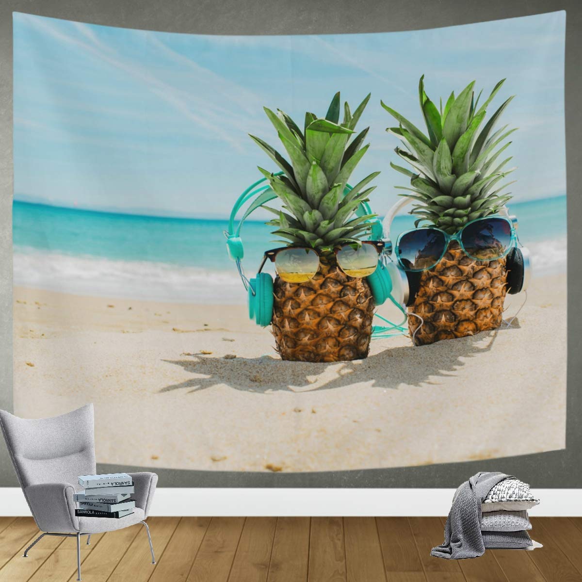 DOMIKING Pineapple Tapestry Wall Hanging - 80x60in Summer Decor for Bedroom & Living Room | Funny Home Decor, Bohemian Wall Art, Dorm Room Aesthetic | Perfect for Beach House, Teen Room & Festival Decor