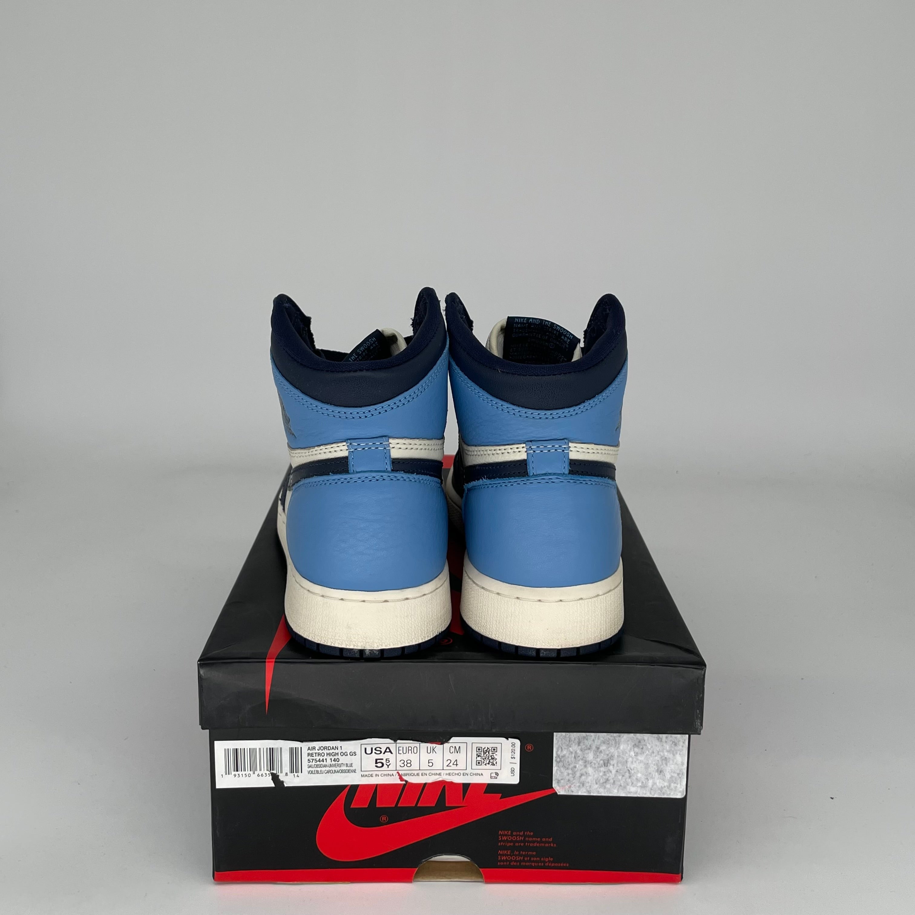Air Jordan 1 Obsidian Size 5.5Y (575441-140) - Men's Basketball Shoes for Casual Wear & Street Style