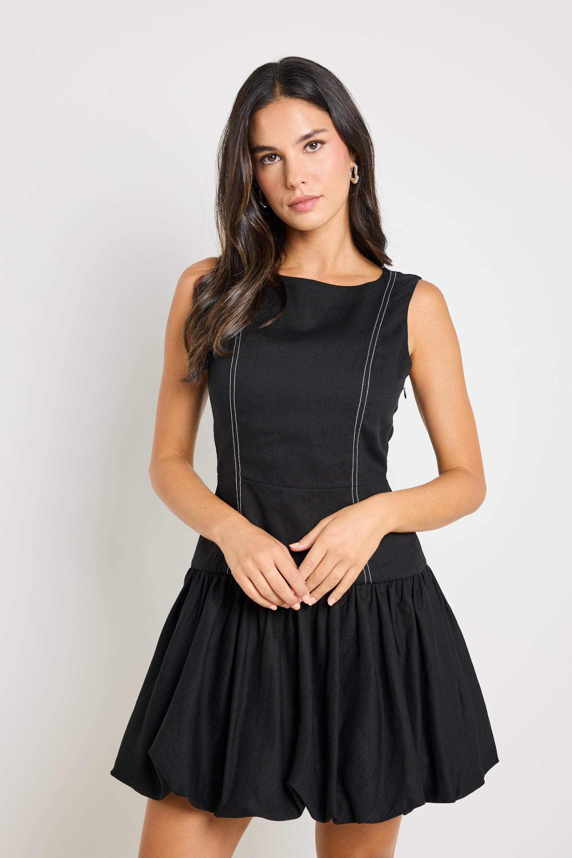 Corvette Black Structured Bubble Mini Dress for Women - Elegant Party & Evening Wear - Perfect for Cocktail Dinners, Date Nights & Special Occasions