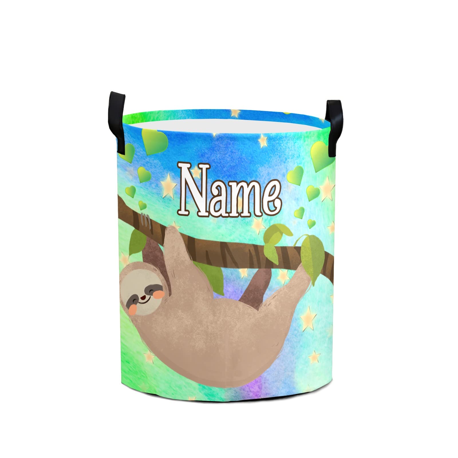 Custom Personalized Sloth Laundry Hamper with Name - Cute Storage Basket with Handle for Clothes, Towels & Toys - Perfect for Bathroom, Bedroom, Kids Room & Dorm Organization