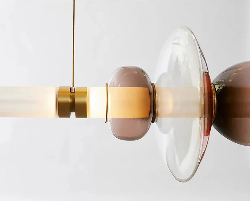 Stellar Orbit Linear LED Minimalist Pendant Light - Modern Dimmable Hanging Fixture for Kitchen Island, Dining Room & Bedroom Lighting